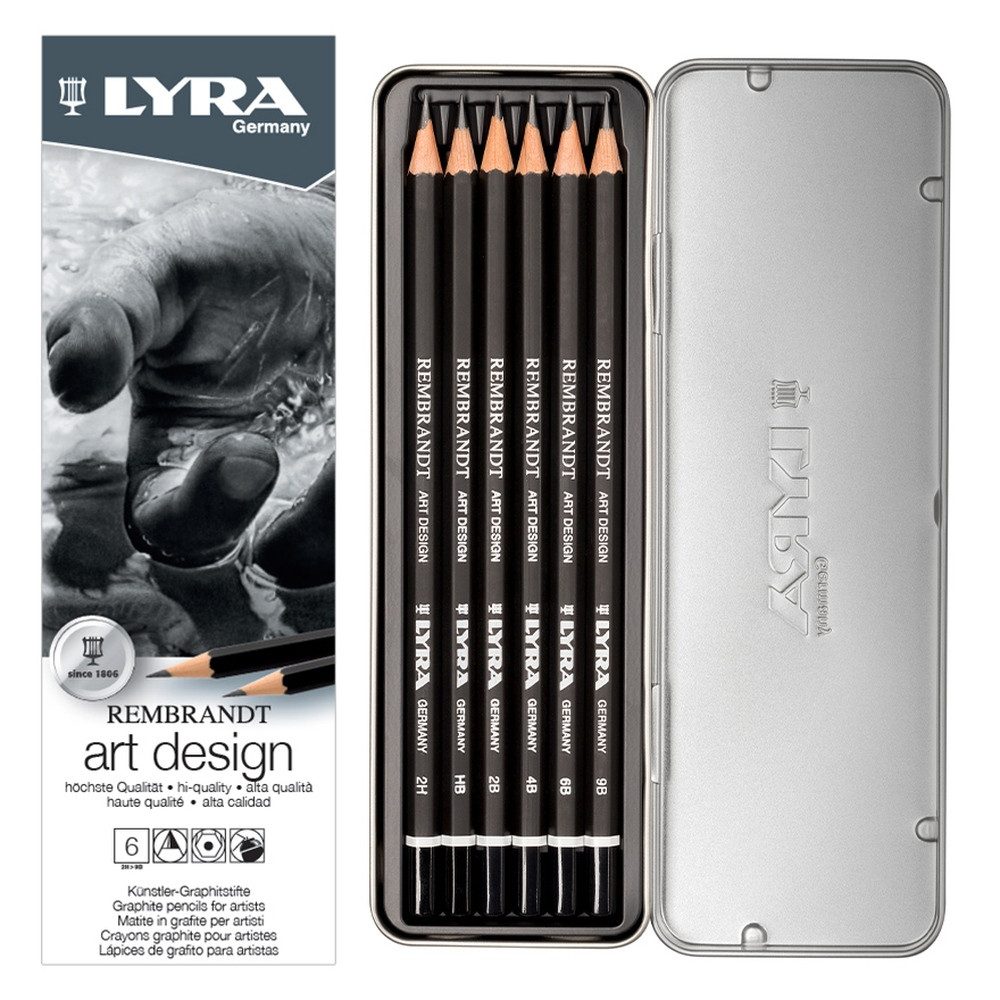 LYRA Bleistift LYRA Graphitstifte REMBRANDT art design 6 Stück Metalletui
