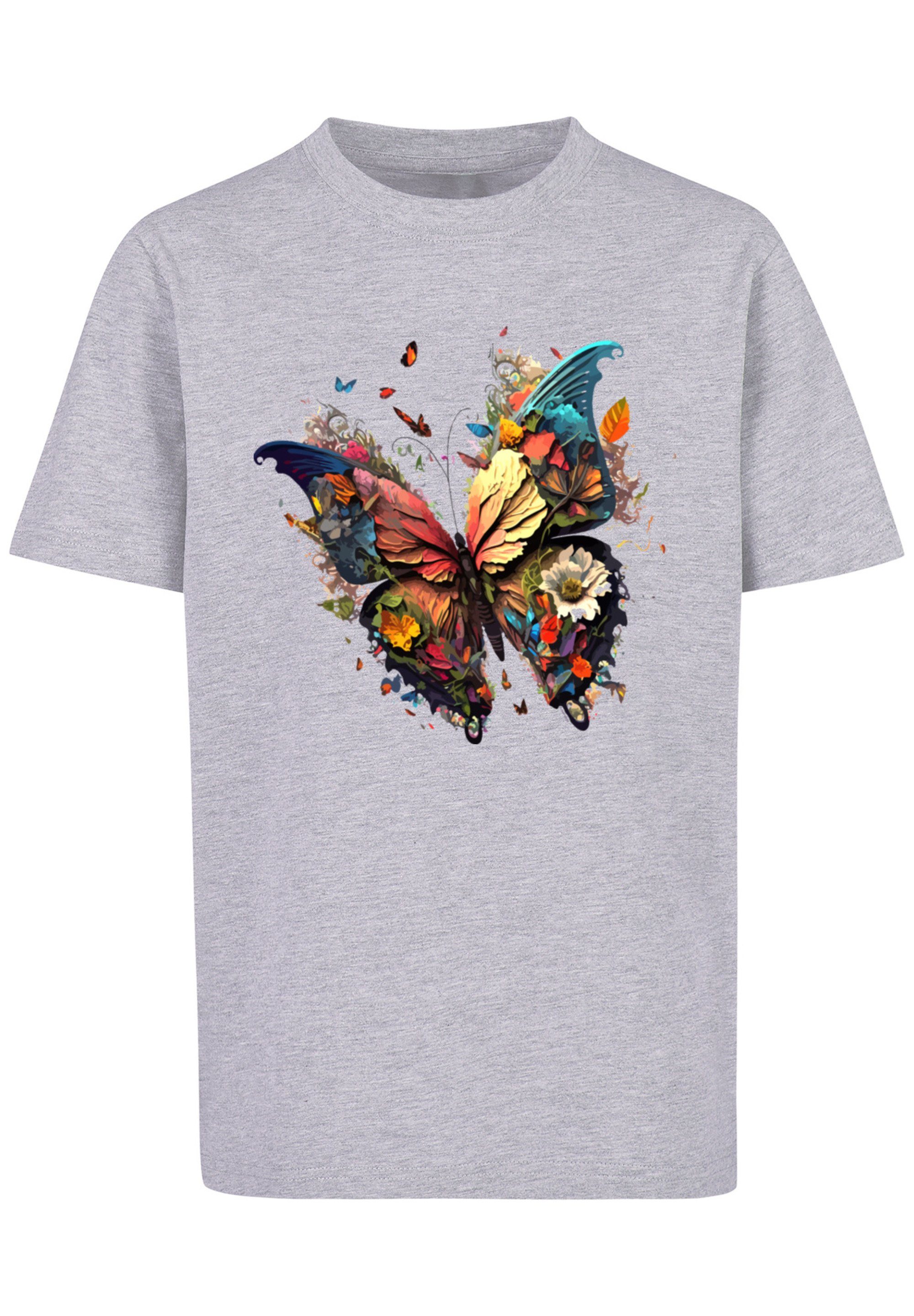 F4NT4STIC heather Bunt Print grey Schmetterling T-Shirt