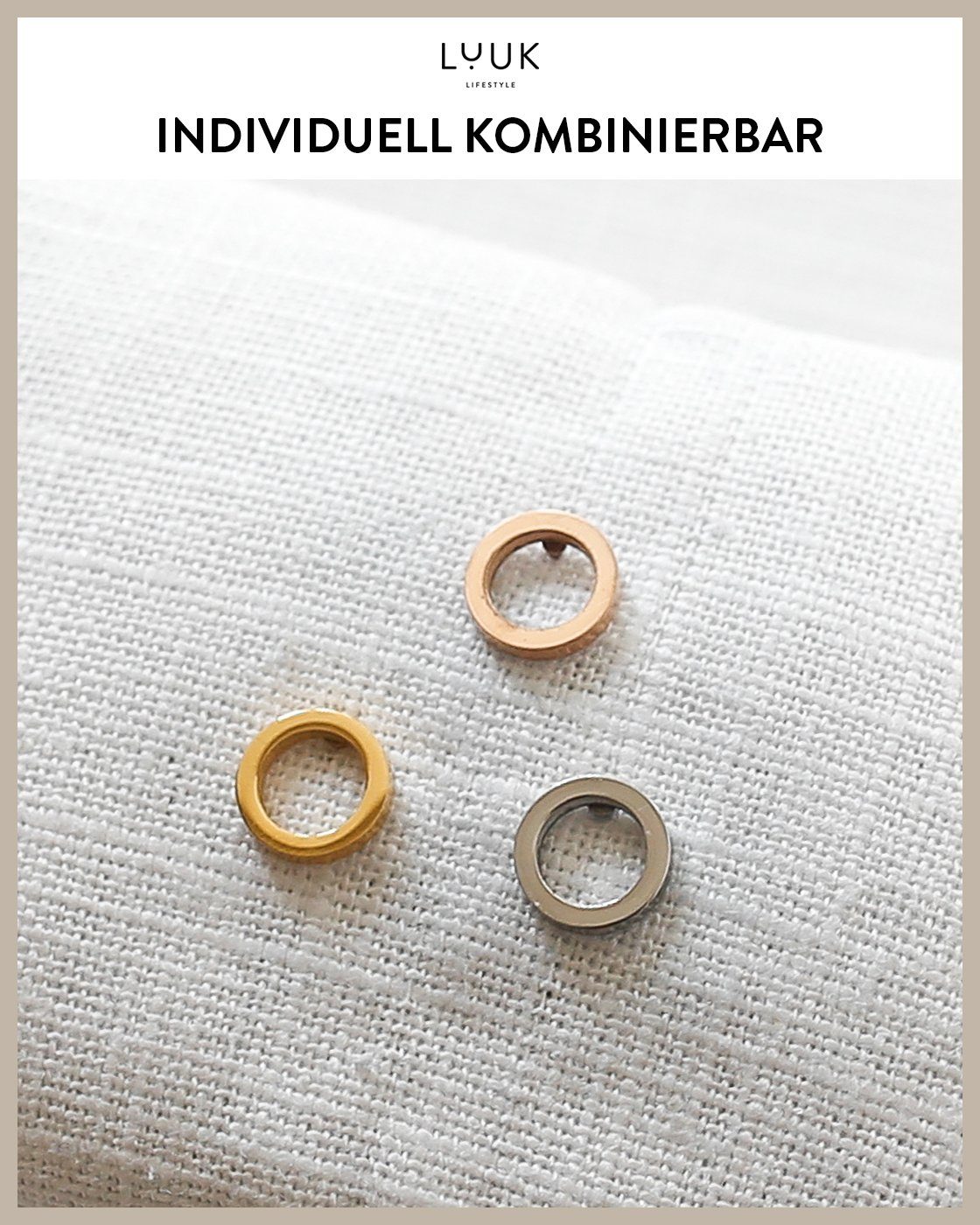 inklusive alltagstauglich, & schöner Ohrstecker hautverträglich, modernes Design, LUUK wasserfest Ring, Paar LIFESTYLE Gold Schmuckbox