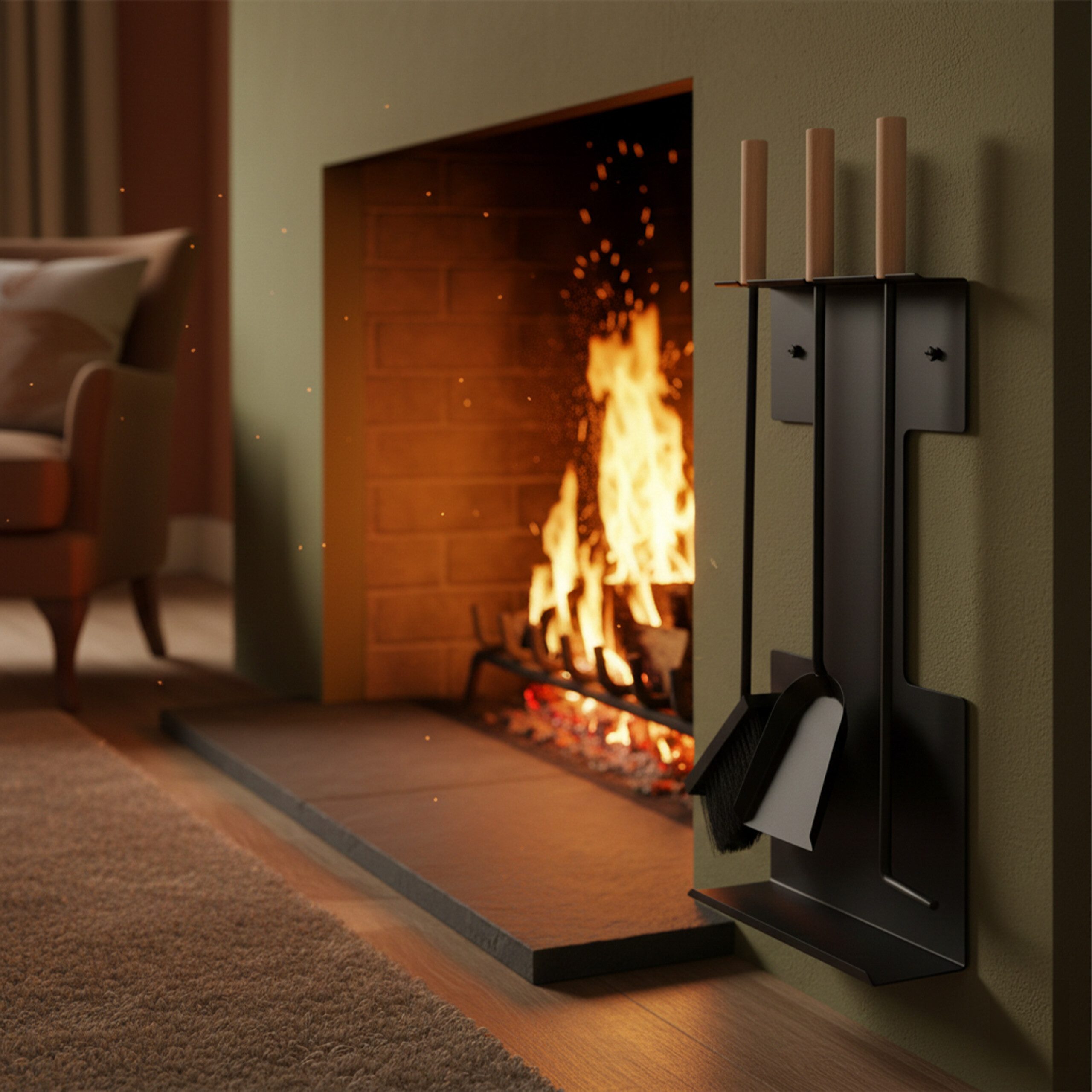 relaxdays Kamingarnitur Kaminbesteck modern 4-teilig