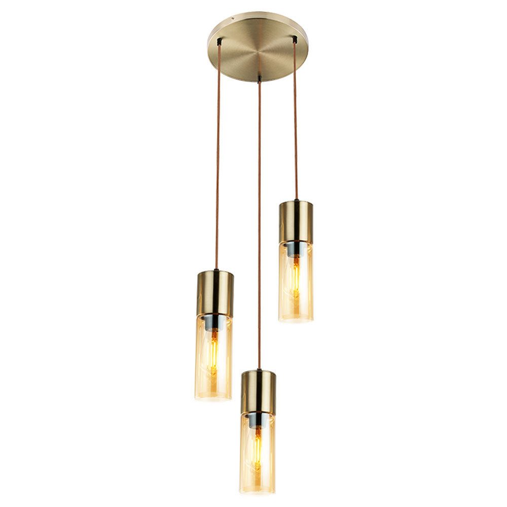 GLOBO LIGHTING Hängeleuchte, Leuchtmittel nicht inklusive, Pendelleuchte 3 flammig Decken Hängelampe Metall Glas Pendellampe