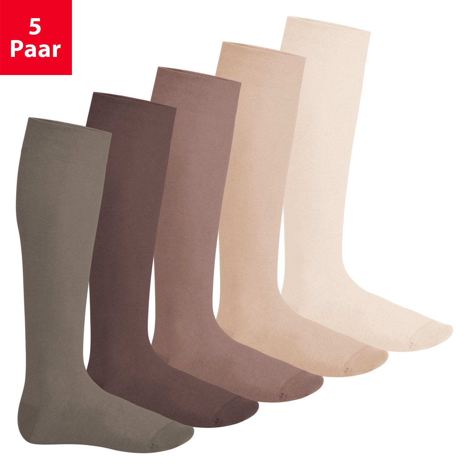 Footstar Langsocken EVERYDAY! 5 PAAR Damen & Herren Kniestrümpfe Lange Socken kniehoch