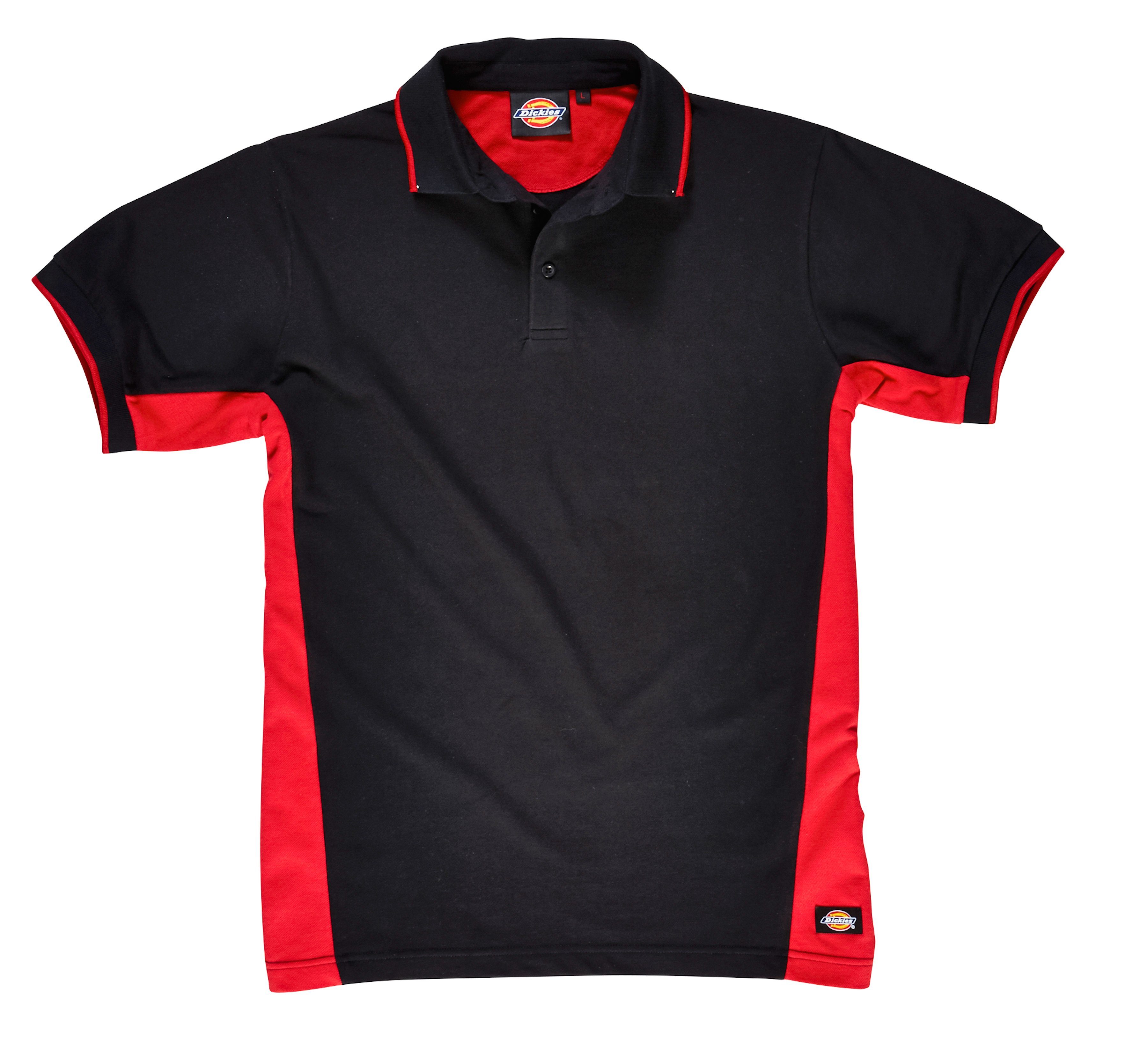 Dickies Poloshirt 100 % Baumwolle rot-schwarz