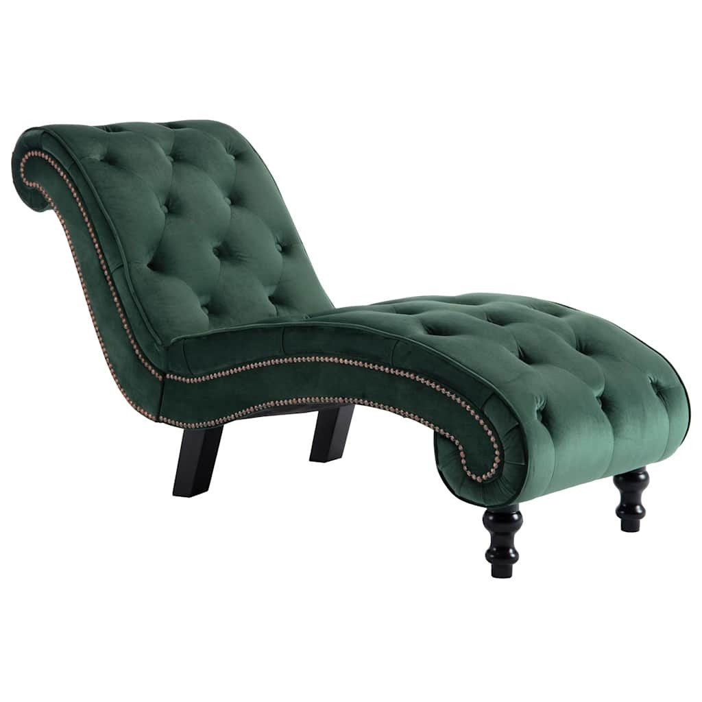 furnicato Chaiselongue Chaiselounge Grün 145 x 52 x 77 cm mit Samtbezug, 1 Teile, Knopfgepolstertes Recamiere mit ergonomischem Design für Wohnzimmer
