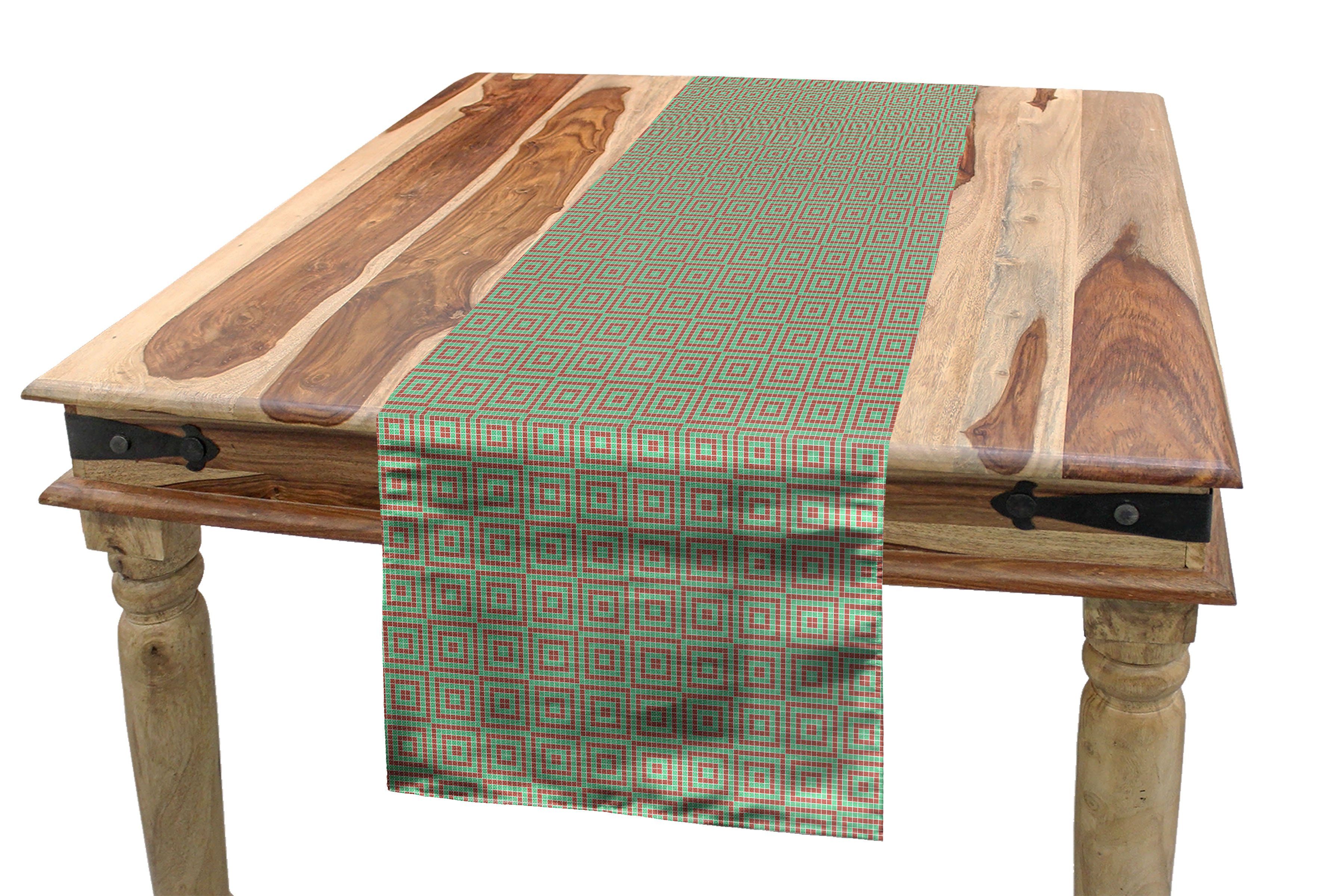 Abakuhaus Tischläufer Esszimmer Küche Rechteckiger Dekorativer Tischläufer, Geometrisch Squares Mosaic