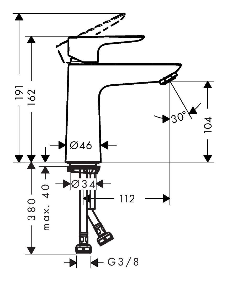 Waschtischarmatur Chrom Einhebel-Waschtischmischer E - 110 hansgrohe Talis