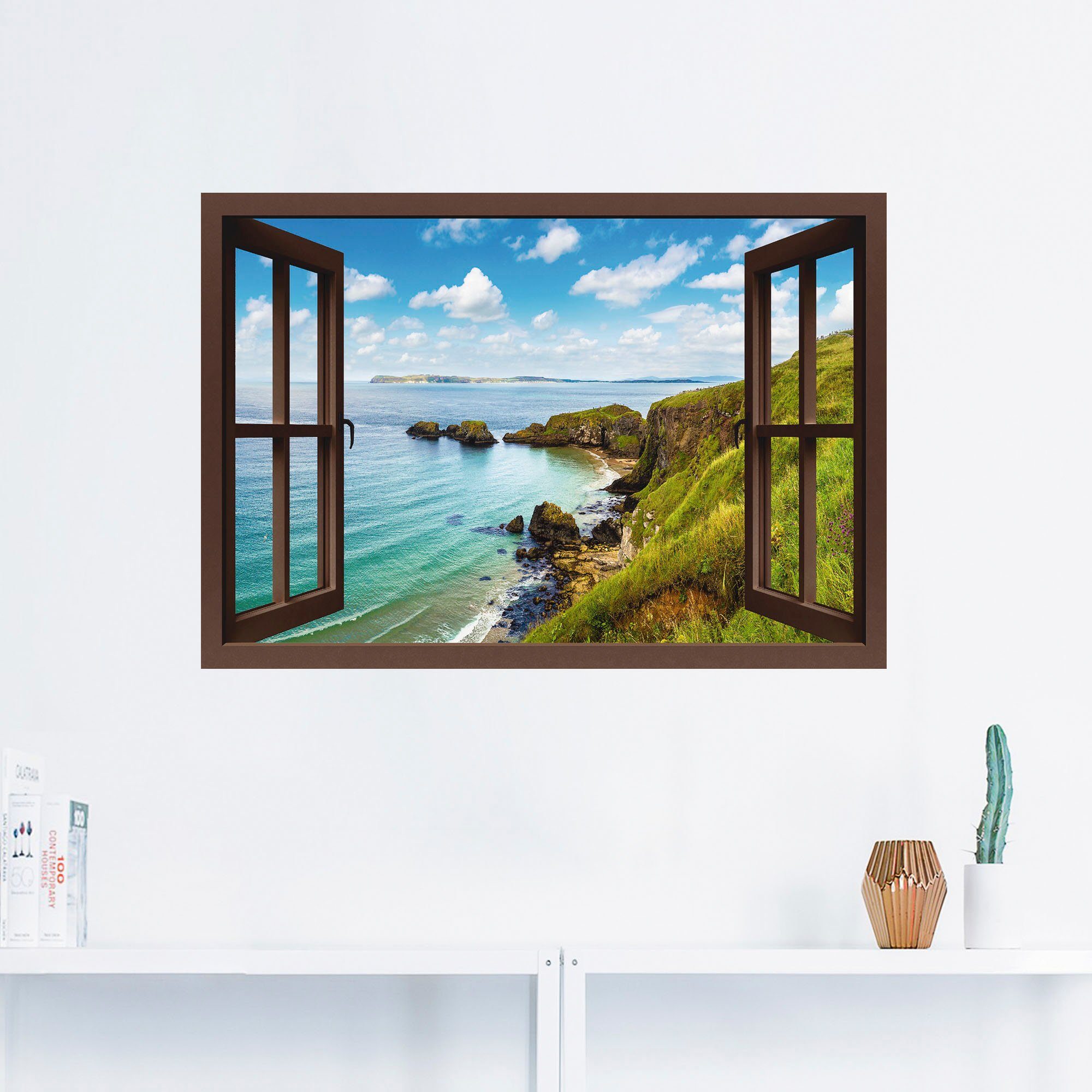Nordirland Fenster, Wandbild Meer in oder durchs Leinwandbild, Küstenweg Bilder Artland Alubild, Poster als St), in Wandaufkleber Größen versch. (1