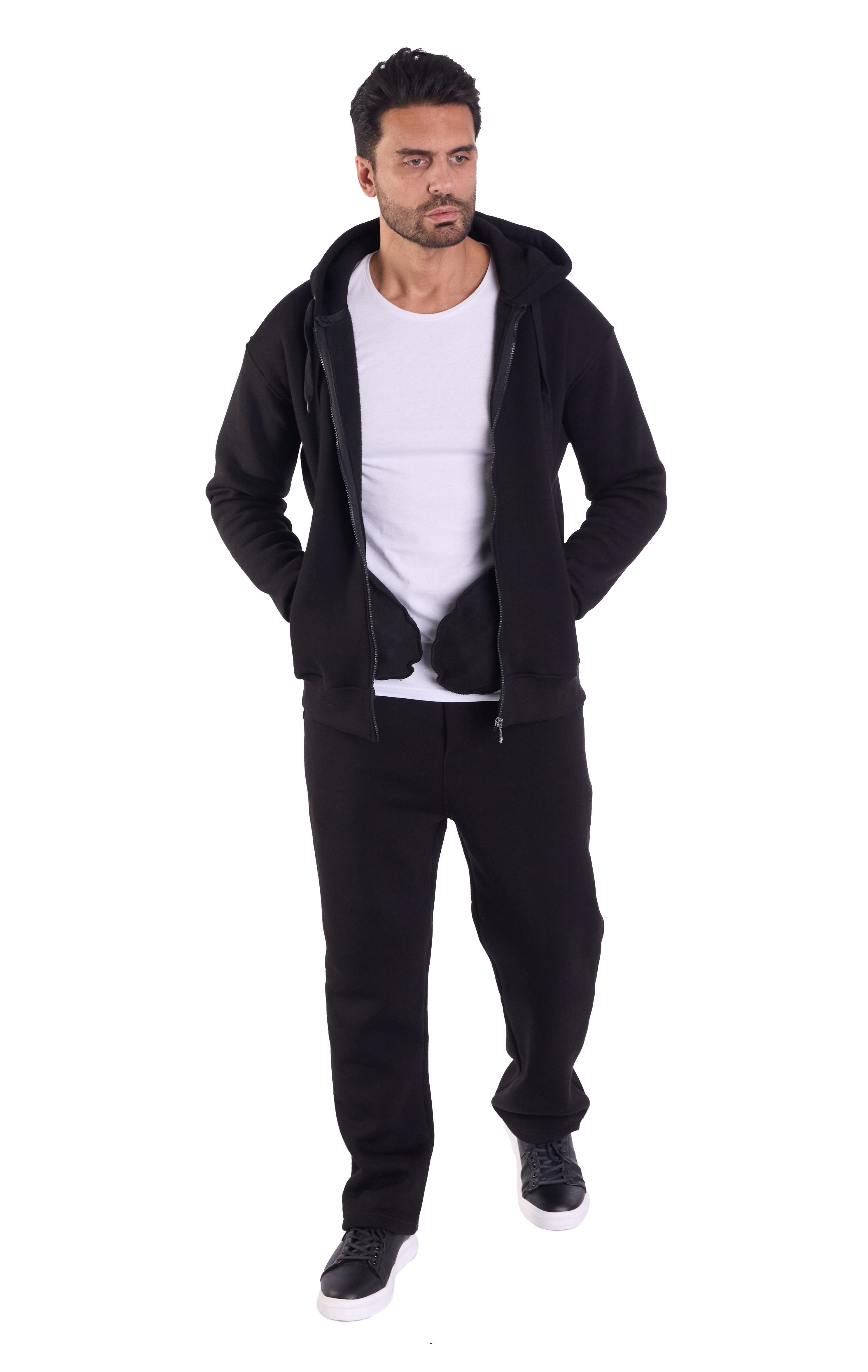 Denim Distriqt Trainingsanzug Lässiger Trainingsanzug mit Baggy Hose Schwar günstig online kaufen