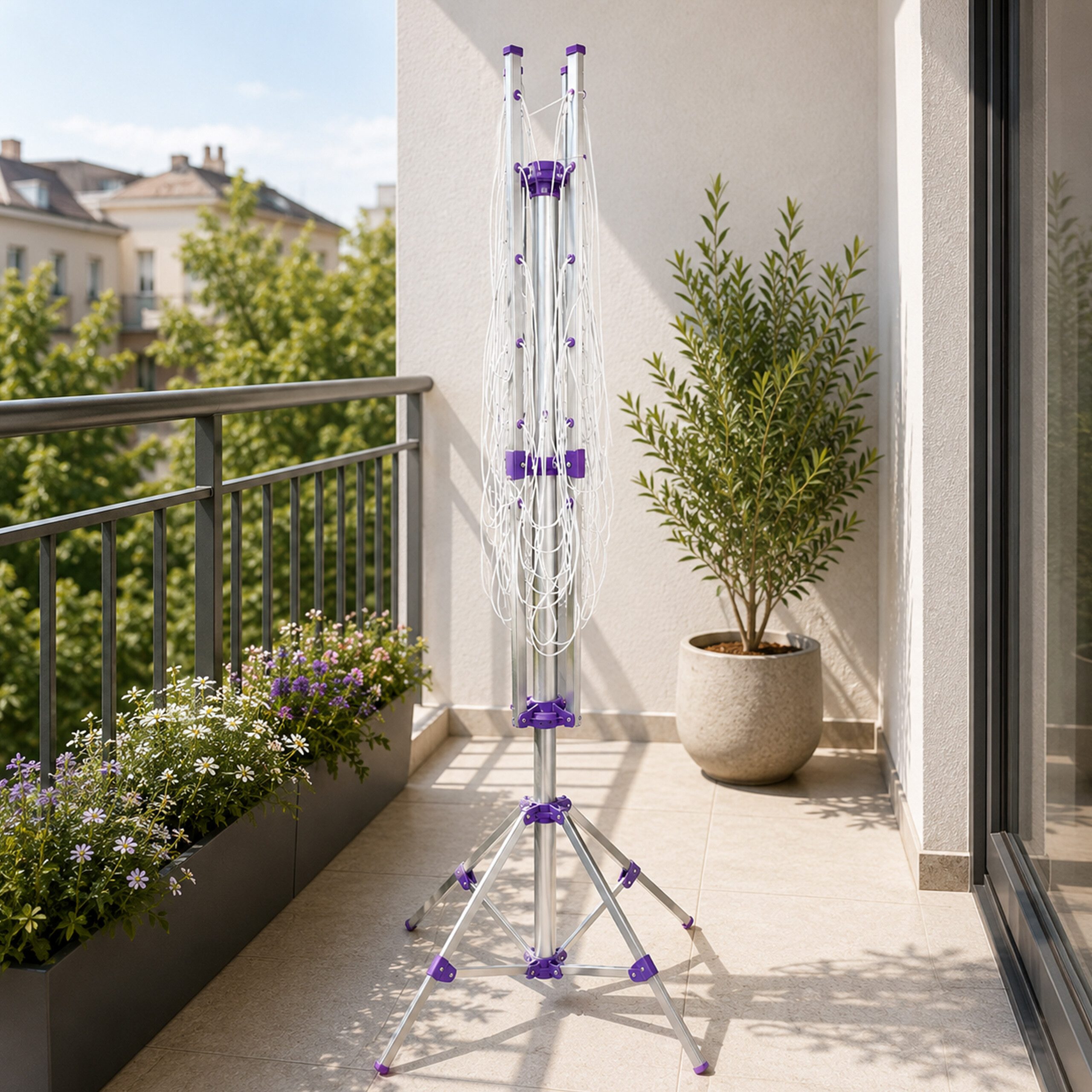 relaxdays Wäschespinne 19 m Leine mit Standfuß