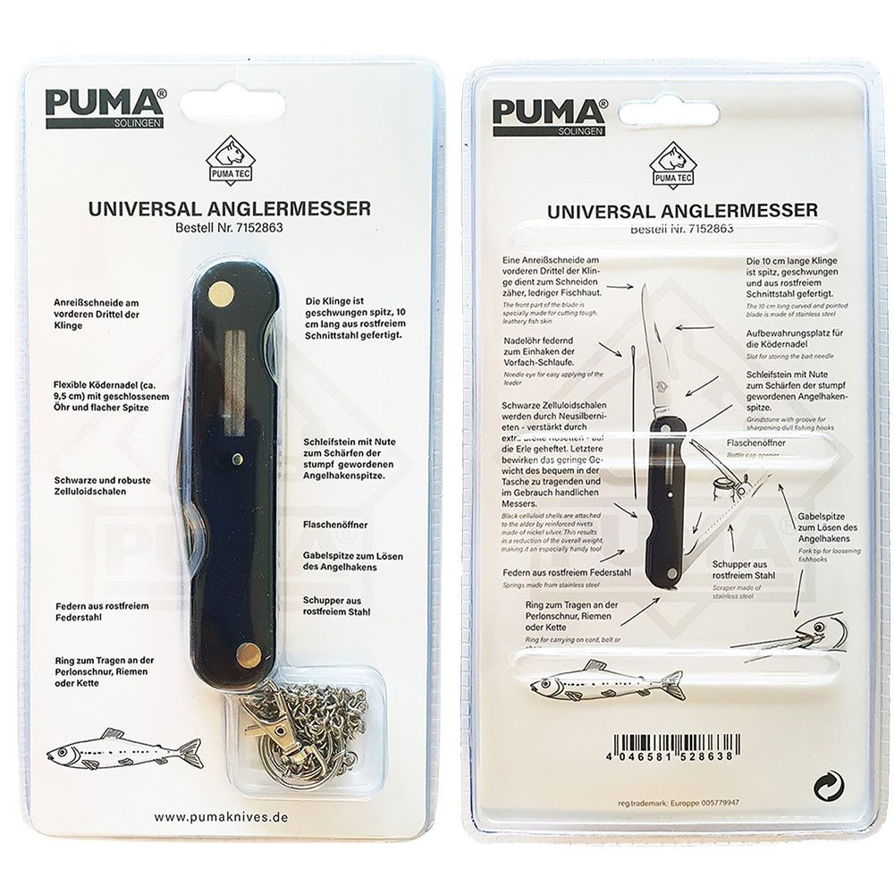 Puma Messer Taschenmesser TEC Universal-Anglermesser (7152863), (1 St), flexible Ködernadel Anreißschneide Entschupper
