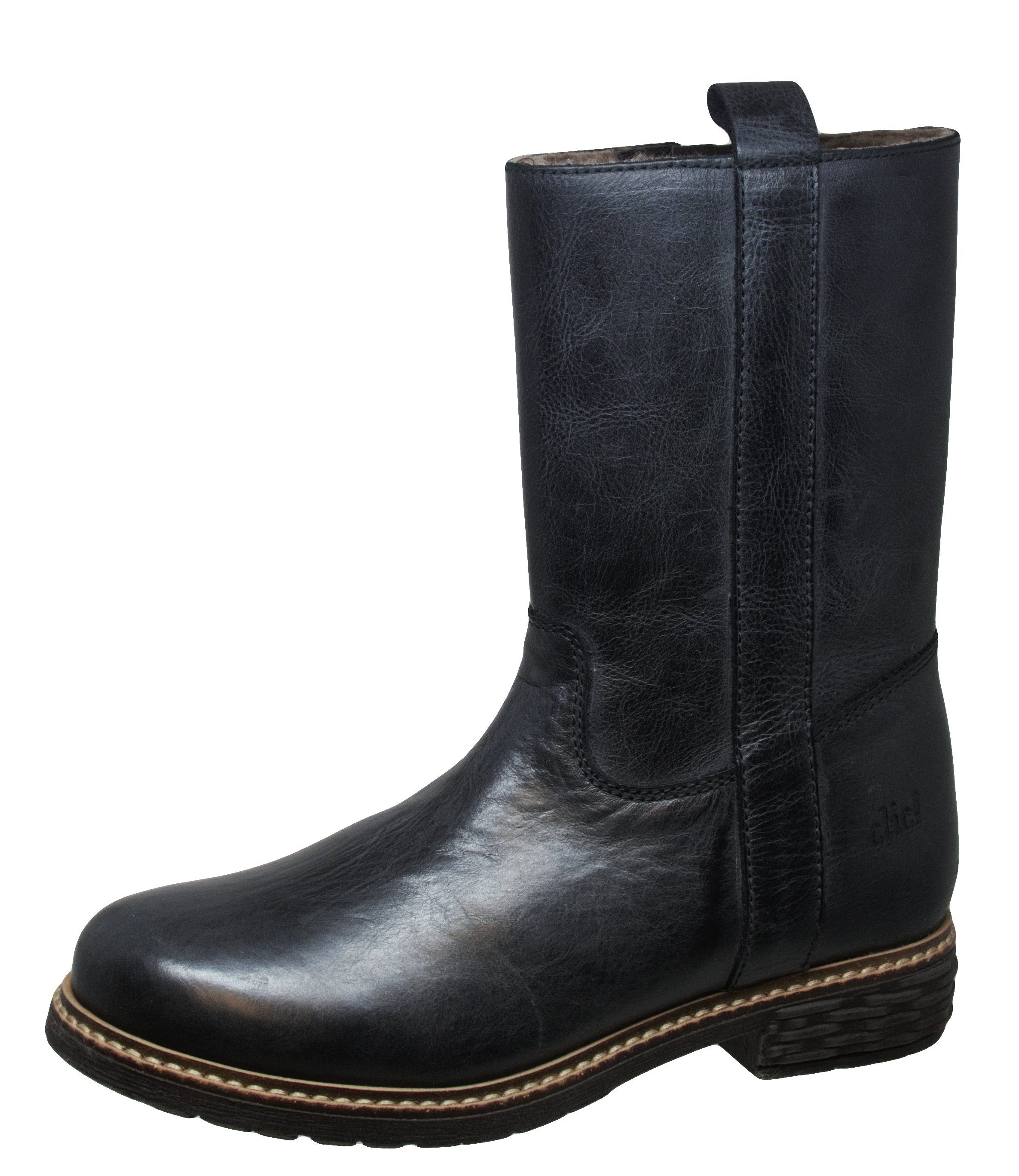 Clic Clic 8089 Stiefel Boots Leder Lammfell Schnürstiefelette