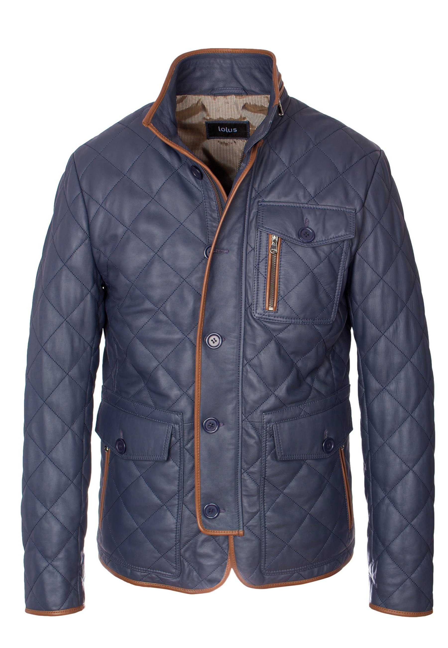 Lolus Lederjacke Clay Hochwertige und elegante Herren Stepp Lederjacke aus Lammnappa Leder