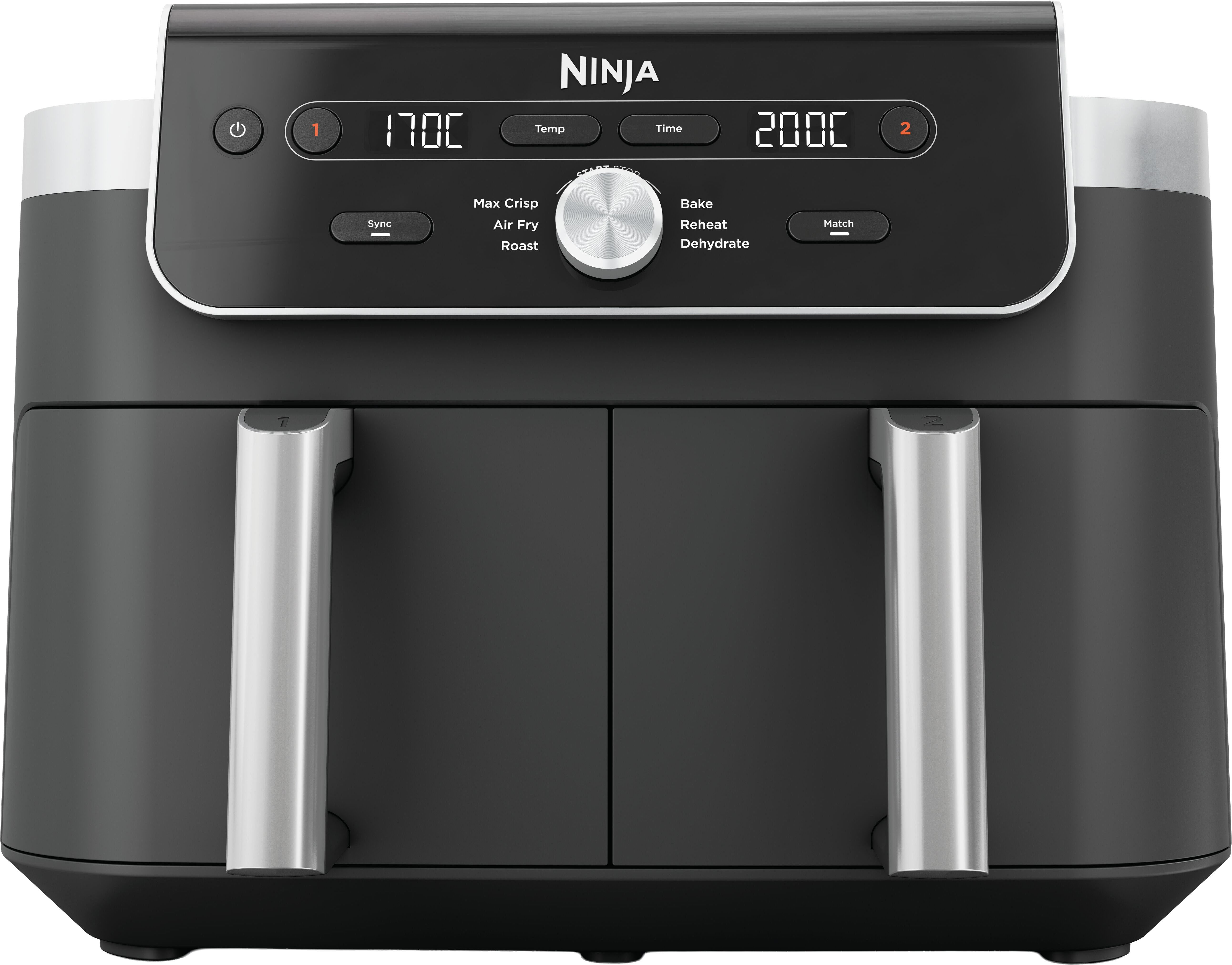 NINJA Heißluftfritteuse DualZone XL-Heißluftfritteuse 2 Schubladen DZ901EU, 2470 W, mit 9,5 l Fassungsvermögen
