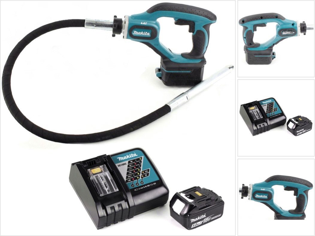 Makita Betonmischer DVR 450 RT1 Akku Betonverdichter 18V + 1x 5,0 Ah Akku + Ladegerät