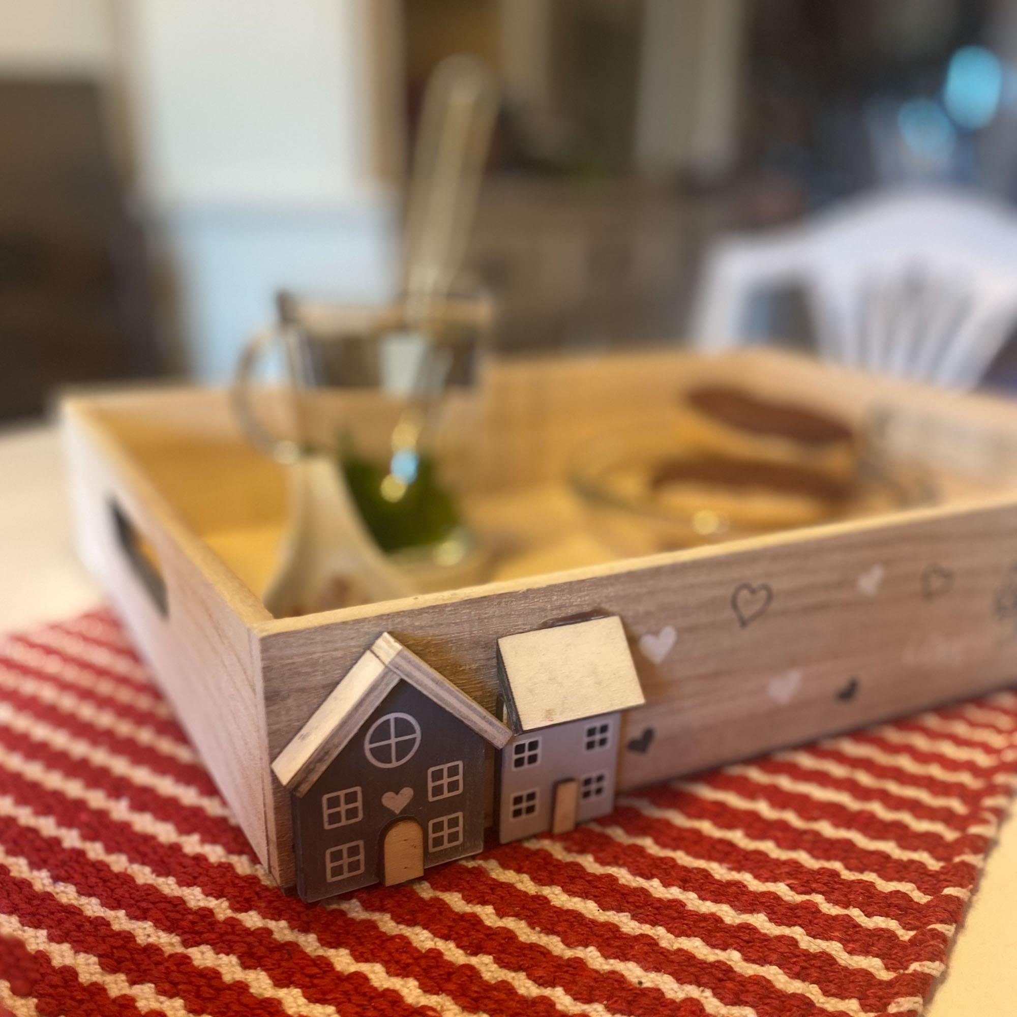 UNUS HOME Kerzentablett Holztabletts white-washed (2er Set unterschiedliche Größen), Holztablett Deko Kerzentablett Dekoration Tischdeko Dekoration – Bild 4 von 5