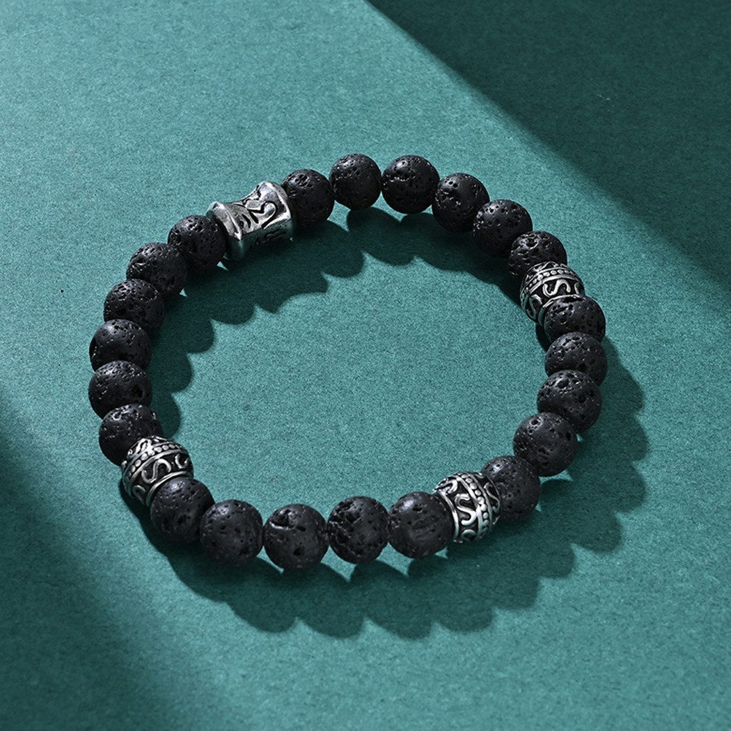 RAIKOU Armband aus Naturstein – Lava- und Marmor-Optik, 8 mm Perlen, (mit e günstig online kaufen