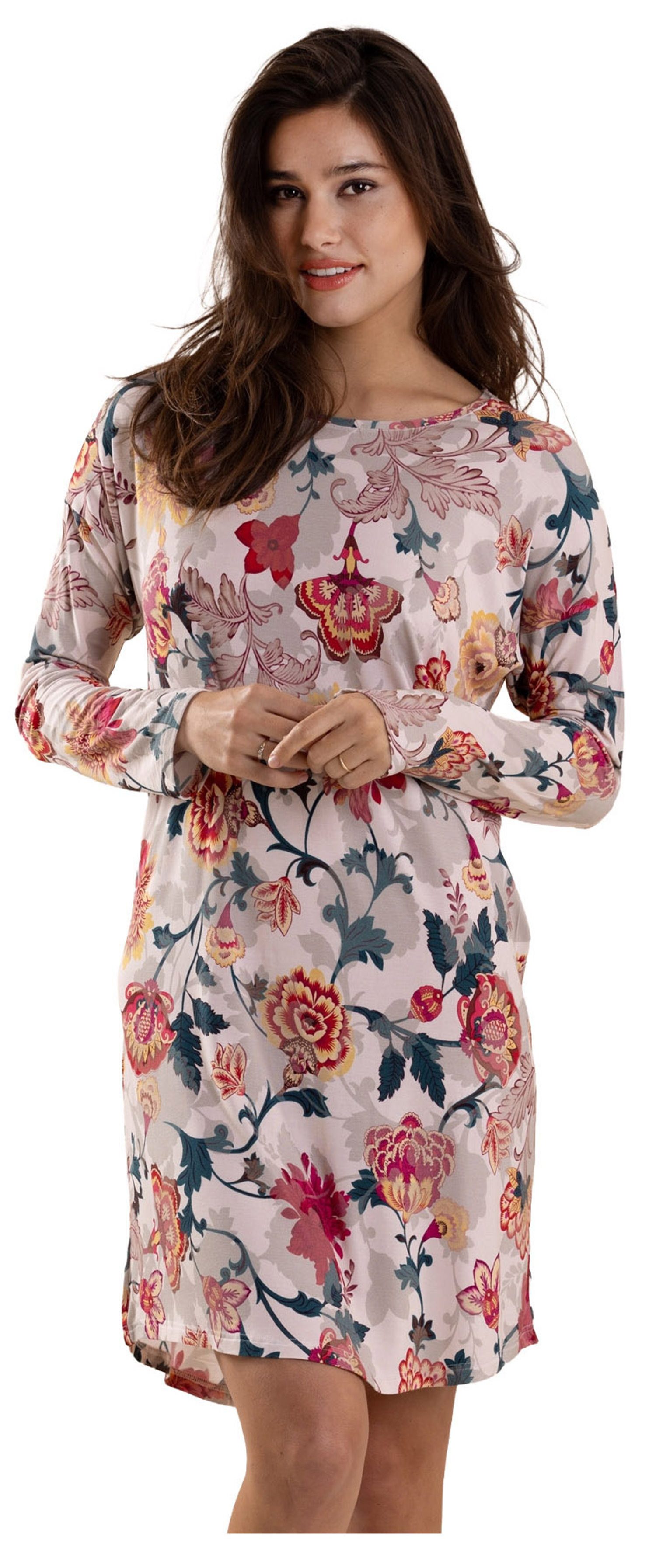 Nina Von C. Nachthemd Damen Schlafshirt mit langem Arm Flower (1-tlg) Modisches Design