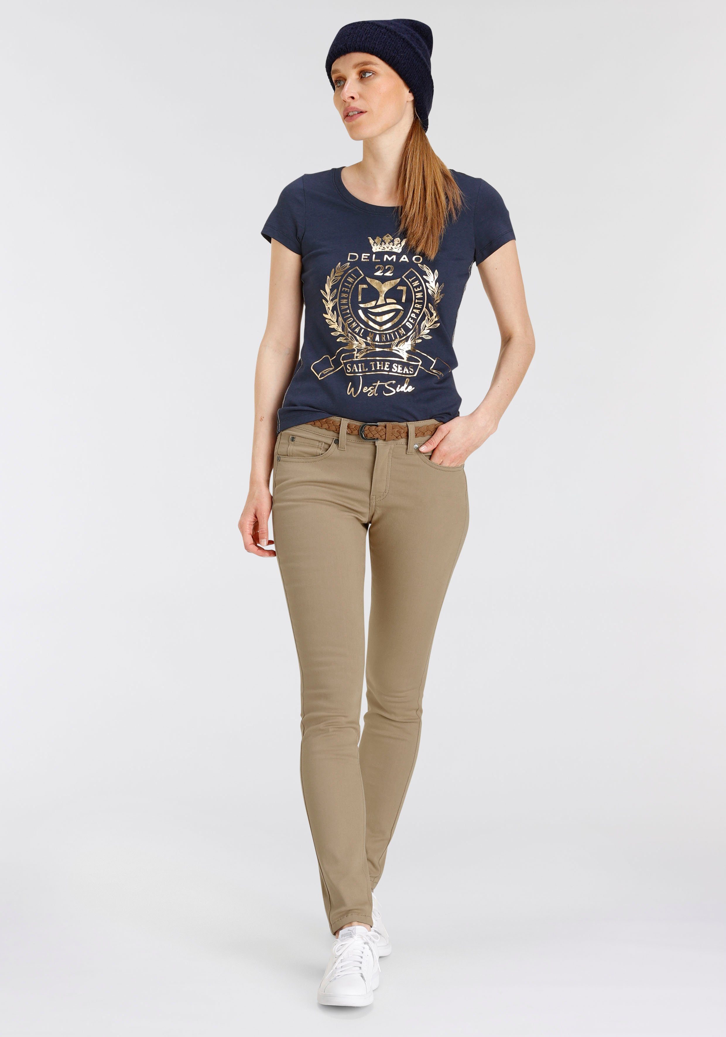 DELMAO T-Shirt mit hochwertigem, goldfarbenem Folienprint MARKE! NEUE 