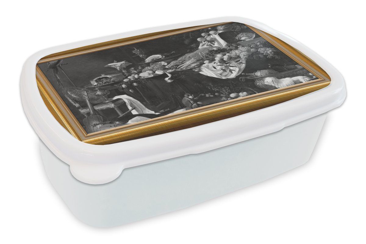 MuchoWow Lunchbox Stilleben - Maler - Liste - Gold, Kunststoff, (2-tlg), Brotbox für Kinder und Erwachsene, Brotdose, für Jungs und Mädchen weiß