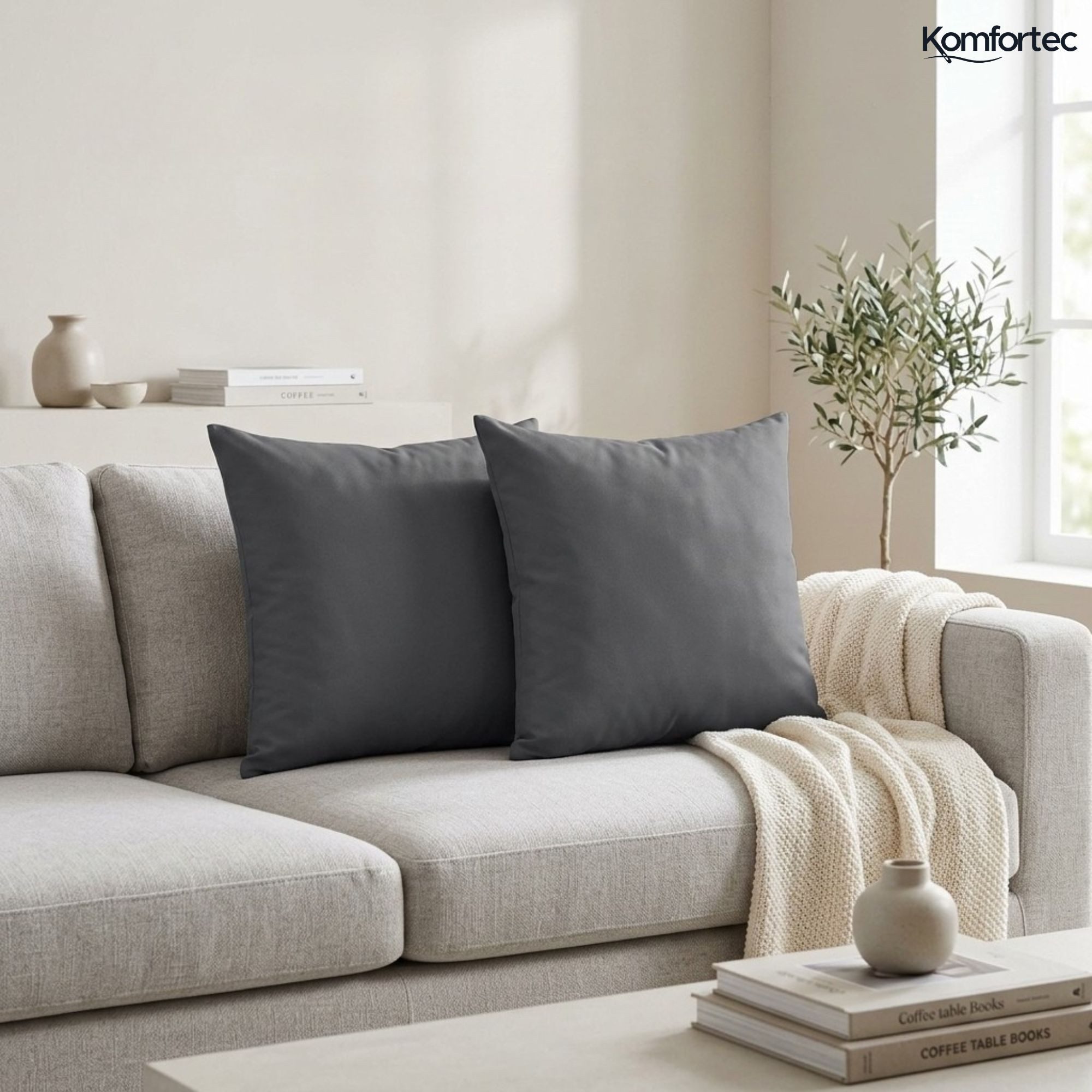 Komfortec Kissenbezug Premium Kopfkissenbezug, gebürstet 100% Mikrofaser 90g/m², (2 Stück), 40x40 cm mit Reißverschluss, Superweiches Kissenhülle Set