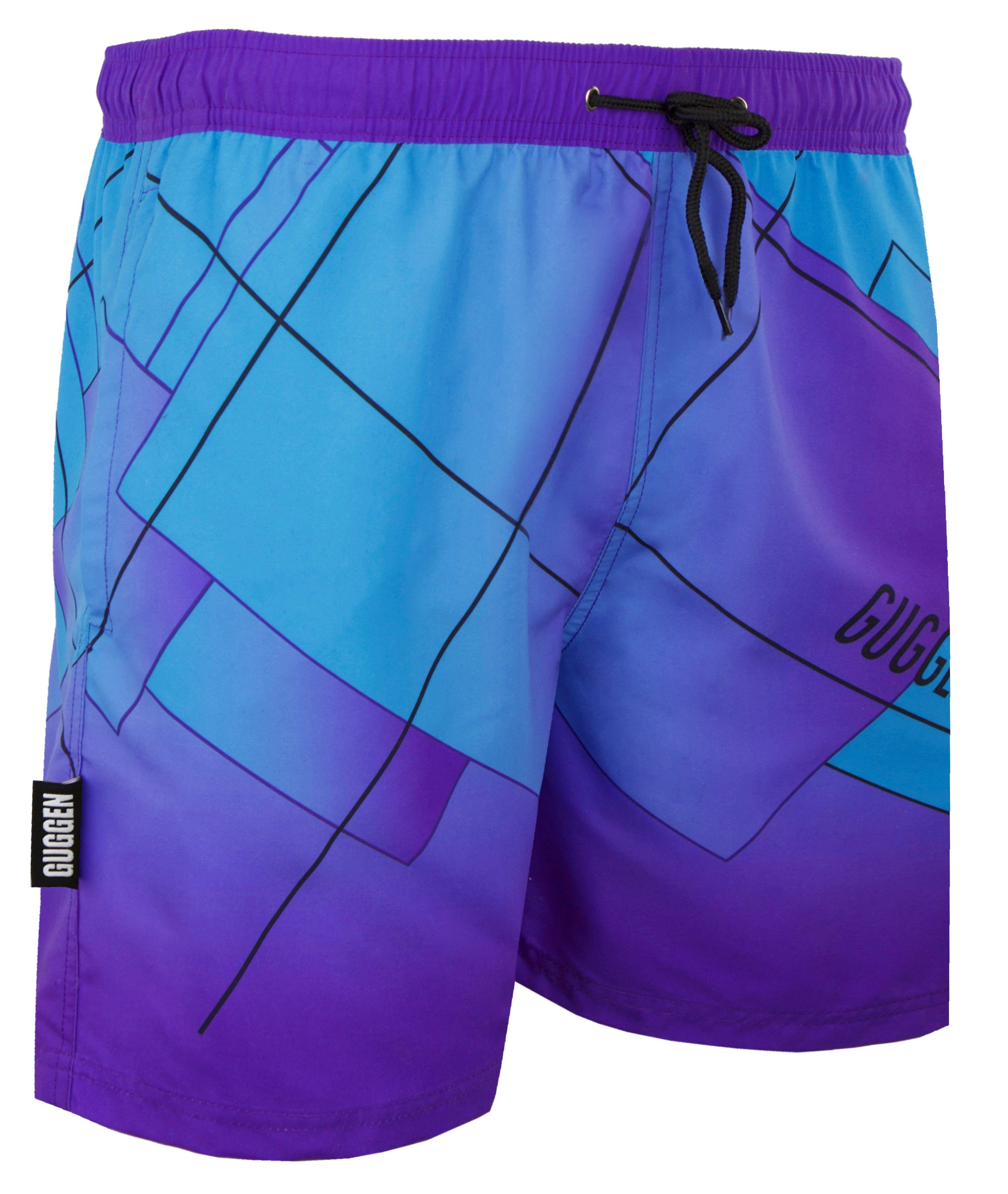 GUGGEN Mountain Badehose Badehose Herren Badeshorts Schnelltrocknend Boardshorts Beachshorts Streifen Karriert Badeshorts mit Kordel Gummizug Innenslip