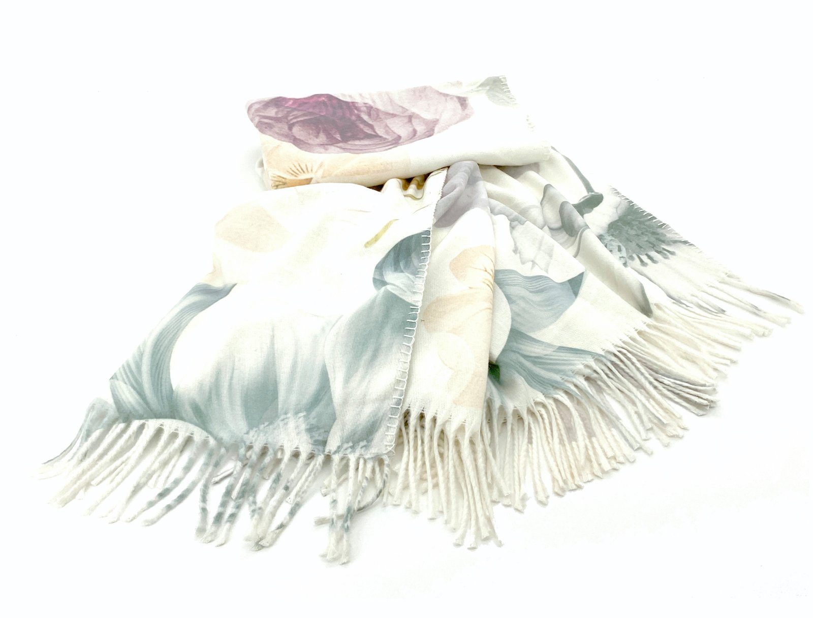 Wohndecke Hochwertige Fransen Kuscheldecke Flowers Garten, heimtexland, Natur Sofadecke Aquarell Pastell Blumen - weich, fusselfrei