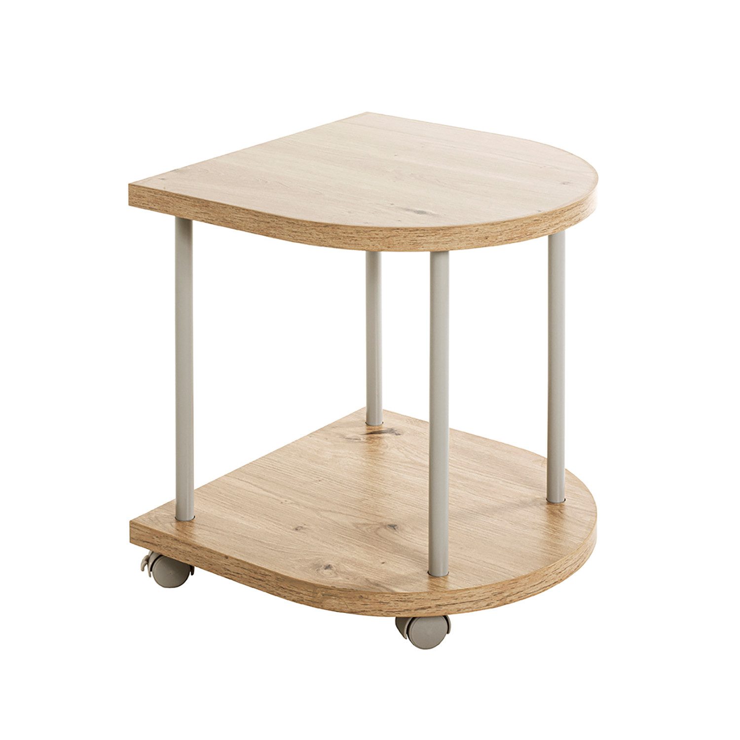 HAKU Beistelltisch Beistelltisch Eiche Kaschmirgrau-Sofatisch MDF-B 40 x H 45 x T 40 cm (1xBeistelltisch auf Rollen, Dekotisch - kleiner Tisch), Beistelltisch aus Metall