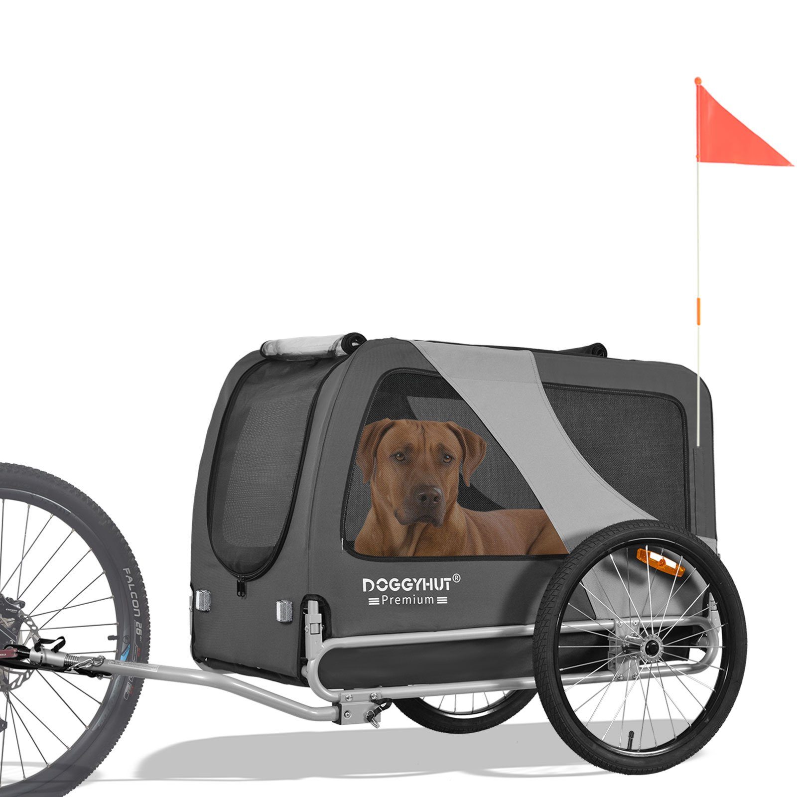 TIGGO Fahrradhundeanhänger DOGGYHUT® Hundefahrradanhänger Hundeanhänger Fahrradanhänger, Geeignet für große Hunde - Maximale Schulterhöhe des Hundes: 60 cm