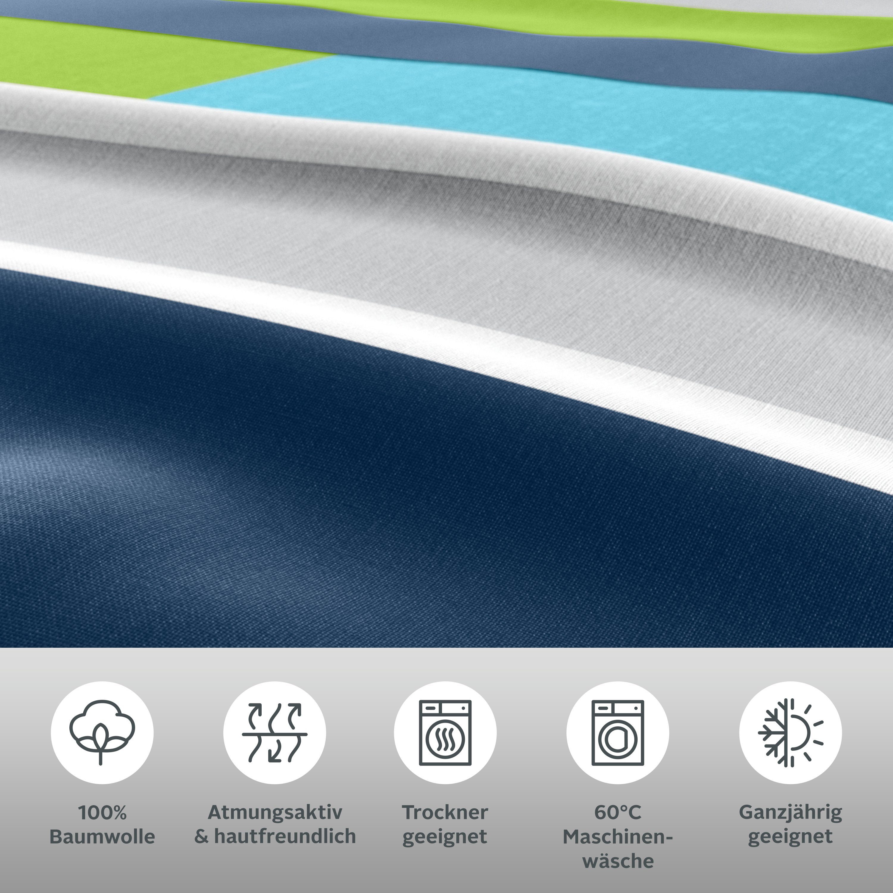 H.I.S Bettwäsche Etienne in Gr. 135x200 oder 155x220 cm, Linon, 2 teilig, Bettwäsche aus Baumwolle, zeitlose Bettwäsche mit Streifen-Design