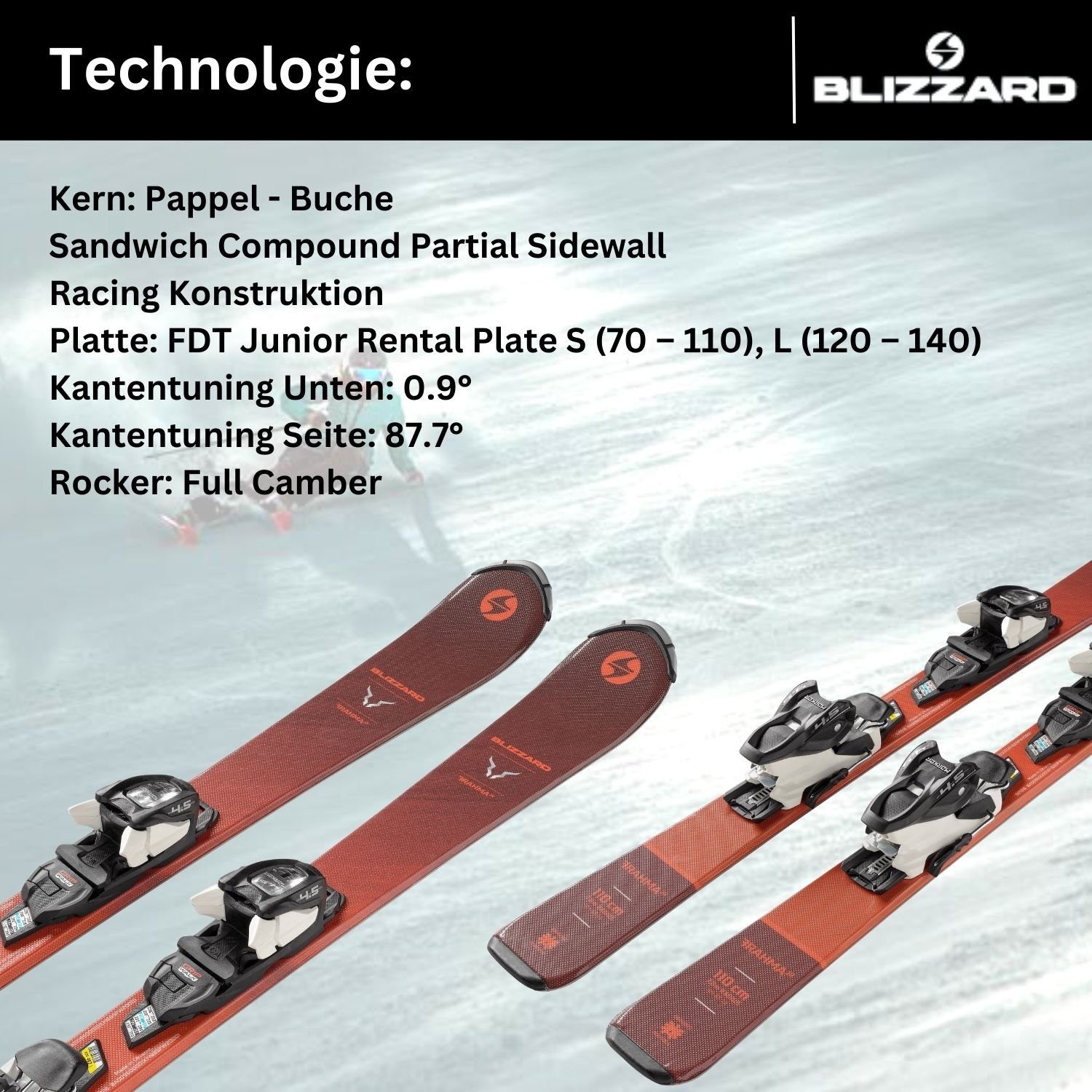 BLIZZARD Ski, + JR4.5 JR FDT Ski /7.0 Bindung Kinderski Blizzard 2024 Brahma