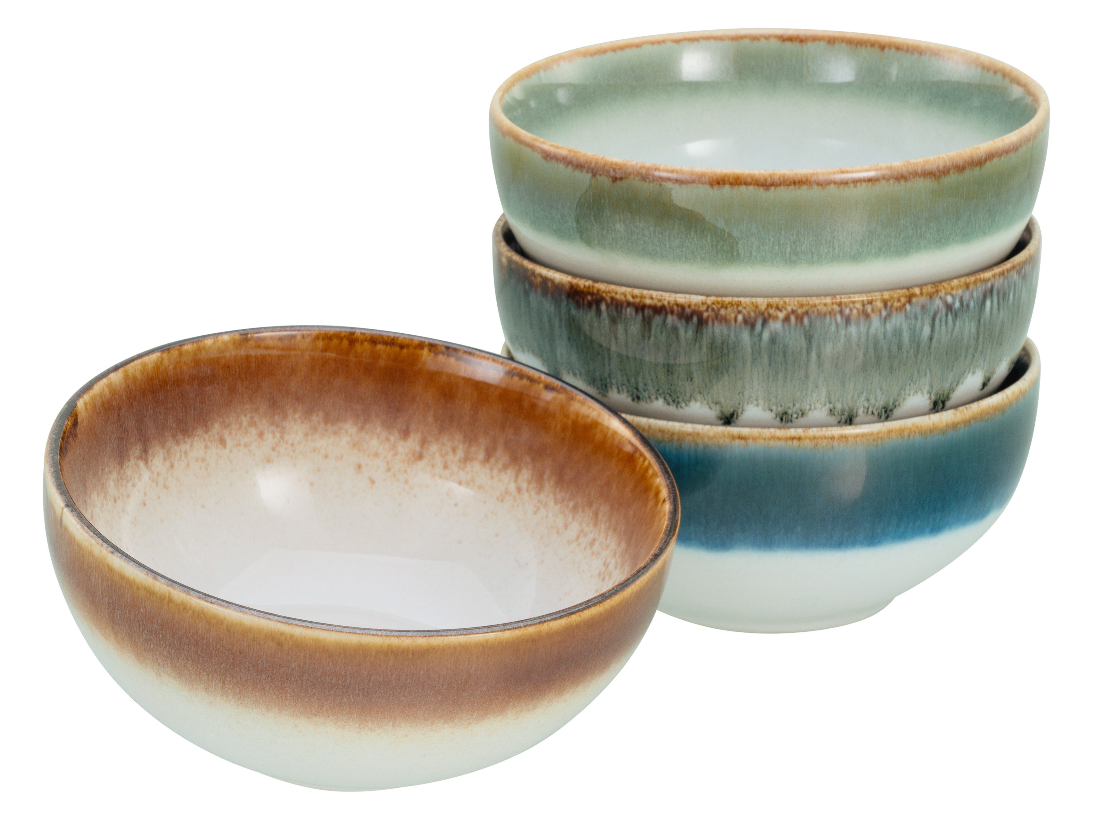 CreaTable Schale Cascade, Buddha Bowl 17,5 cm 4-tlg, Steinzeug, (Set, 4-tlg), Rekativglasur, Healthy Food