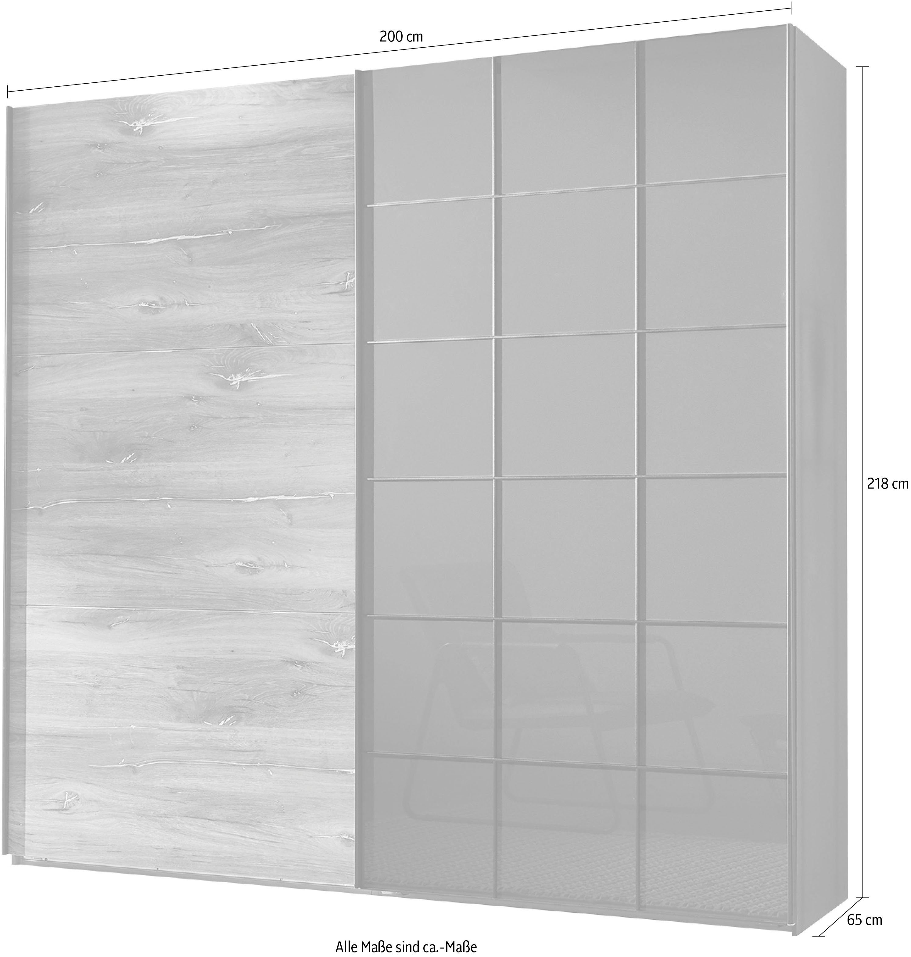 Fresh To Go Schwebetürenschrank Toronto Korpus graphit grey/ Glas Flagstaff Front Nachbildung, | Eiche Graphit