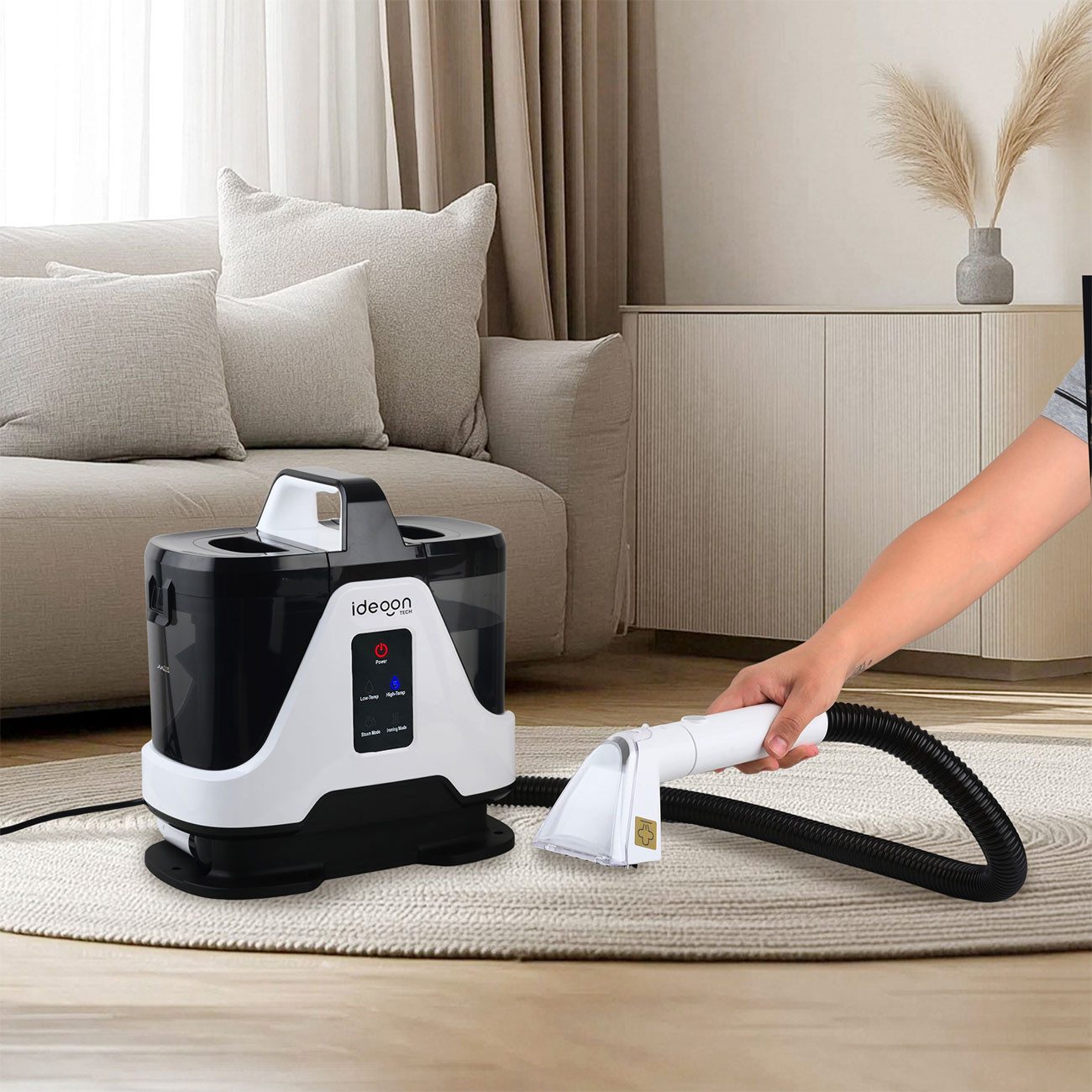 shop'n smile ideoon Dampfreiniger 3in1 Waschsauger 1700W, Dampf- & Polsterreiniger für Auto & Teppich, 1700 W, beutellos, 1700W Waschsauger, Dampfreiniger, Polsterreiniger 13 kPa Saugkraft
