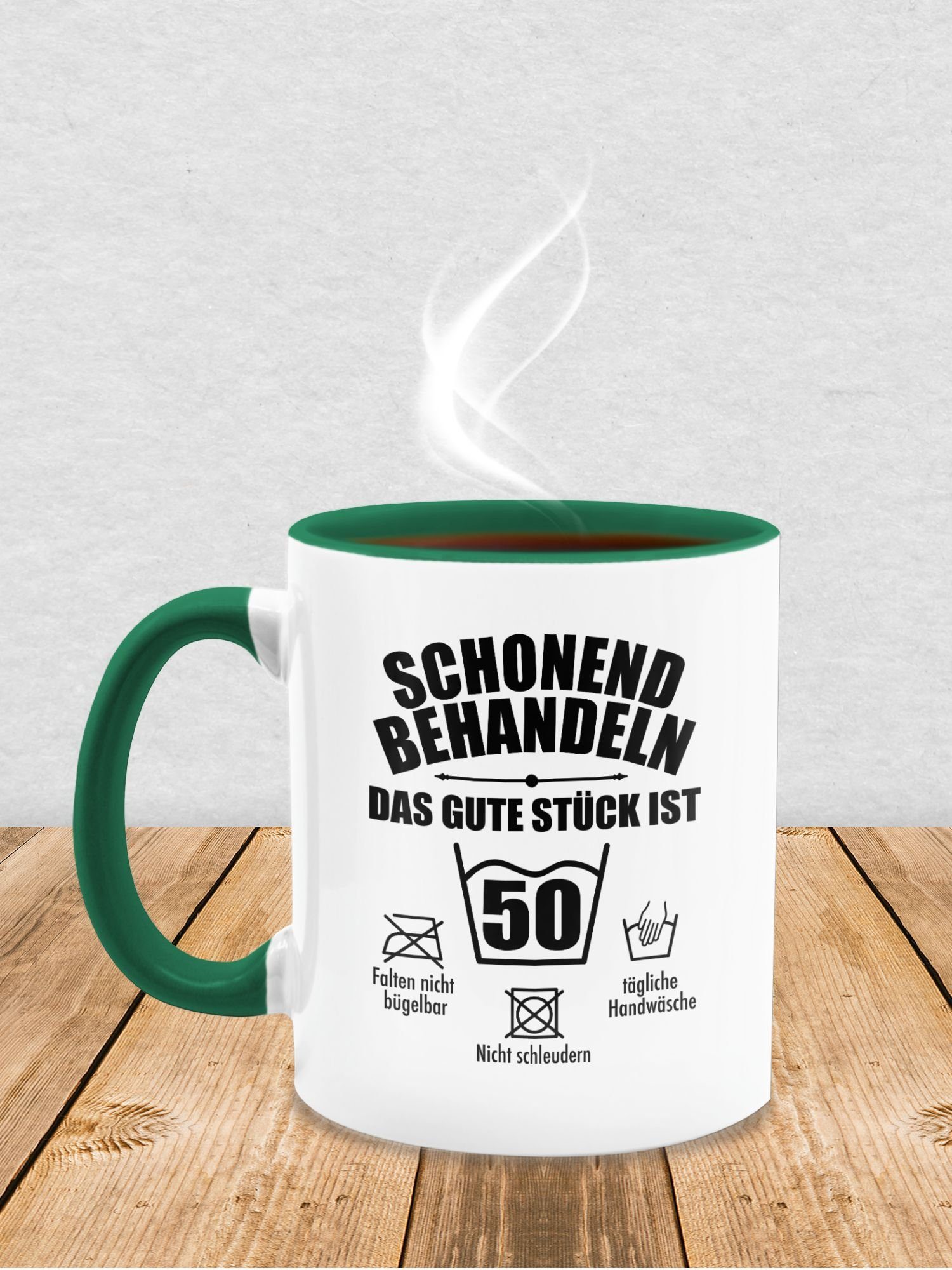 50. behandeln Petrolgrün Shirtracer Geburtstag Keramik, Tasse gute Tasse ist Stück 3 Schonend das fünfzig,