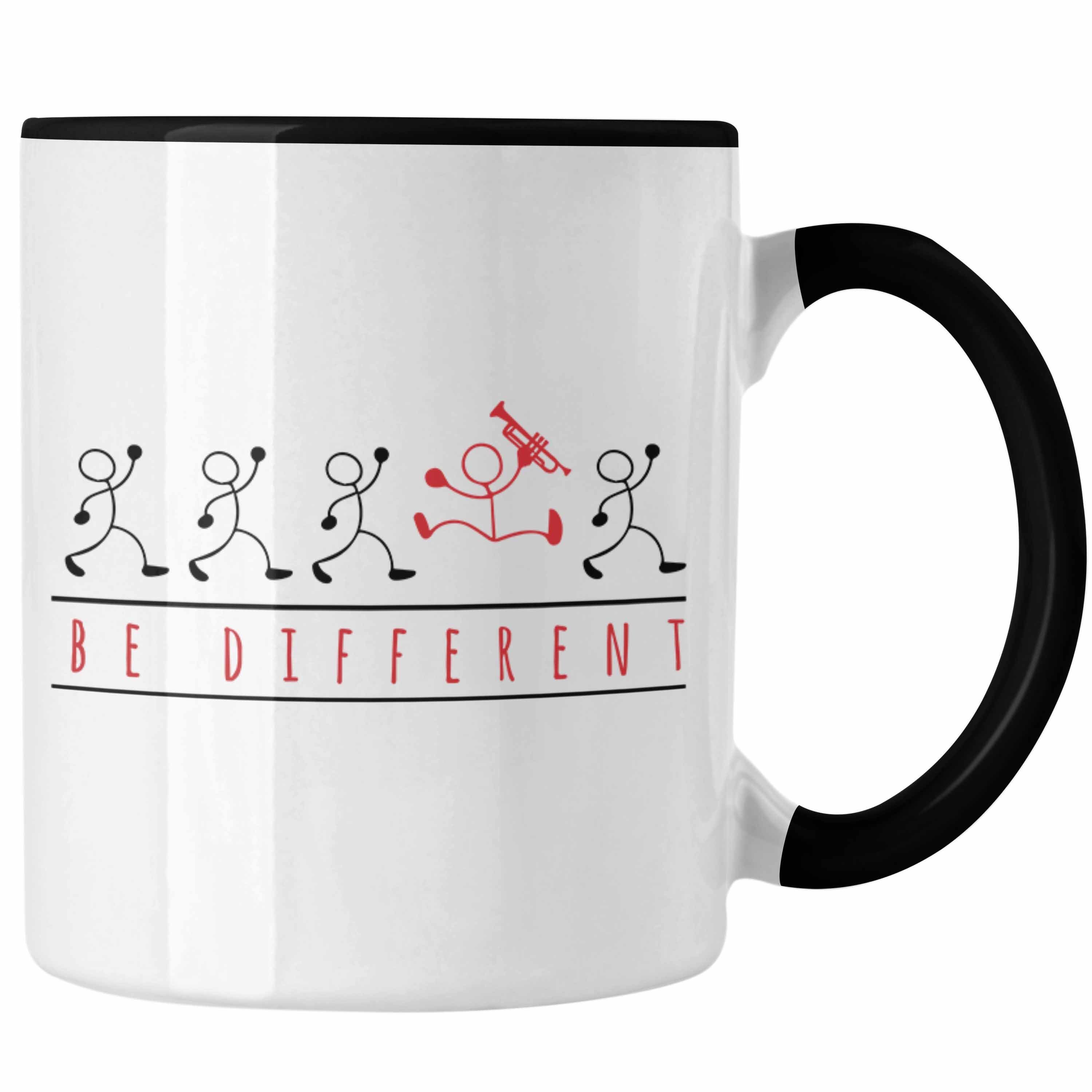 Trendation Tasse Posaunist Tasse Geschenk Sei Anders Posaune Kaffeebecher Geschenkidee Schwarz