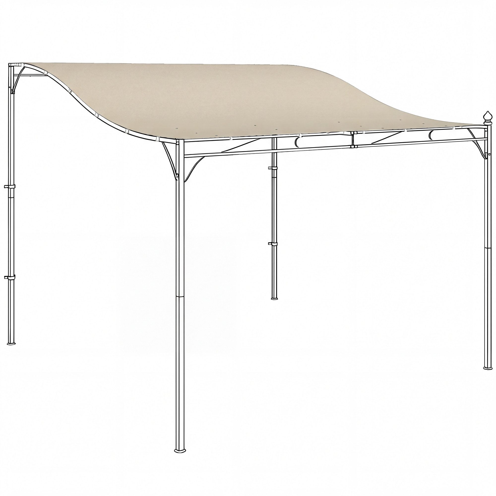 Outsunny Pavillon-Ersatzdach Ersatzdach, Sonnensegel, Ersatz-Dachplane, 298x293 cm, Cremeweiß, 180 g/m², 298 x 293 cm (Ersatzdach für Pergola, Sonnensegel für Terrassenüberdachung), für 3 x 3 m Pavillon, Cremeweiß