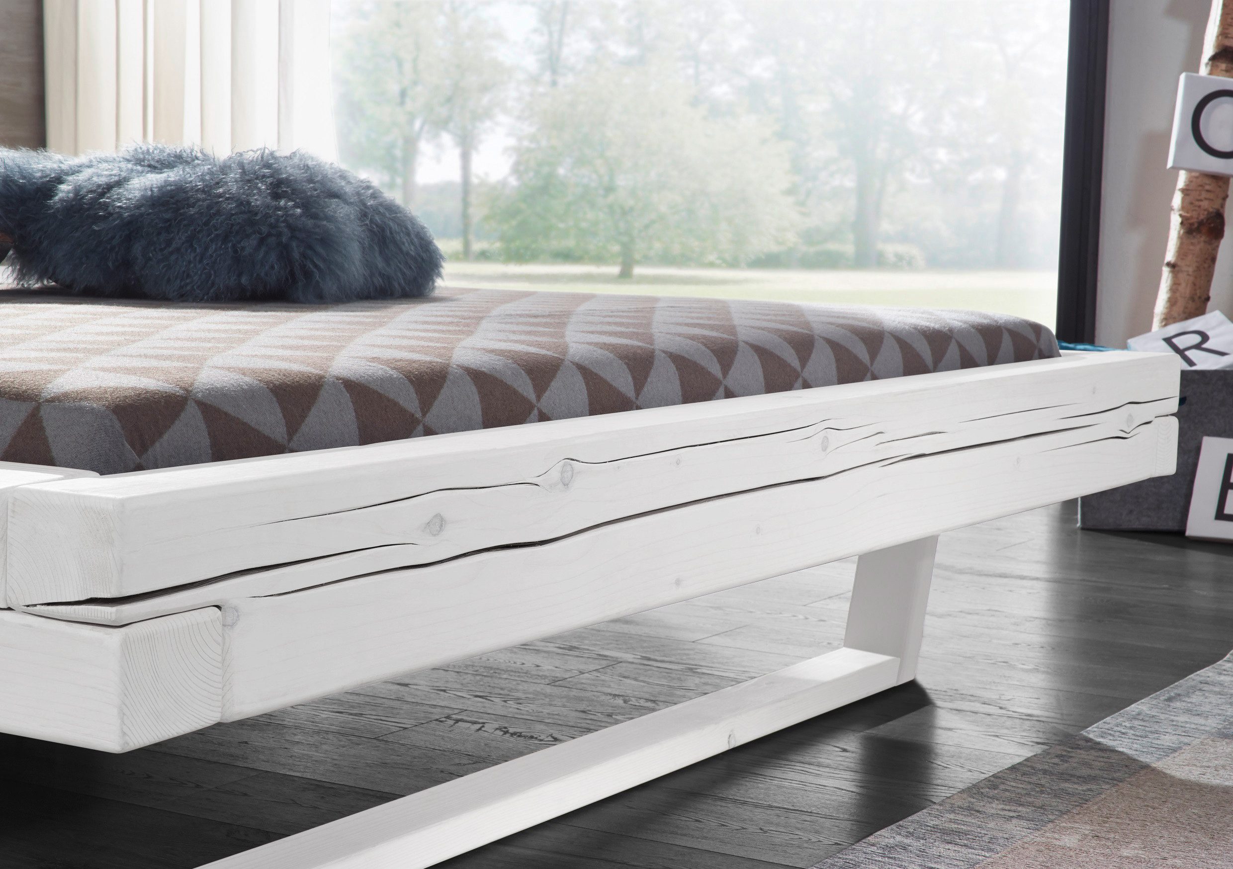 Lebenswert Massivholzbett Long Beach, 222 x 85 x 222 cm (B/H/T)