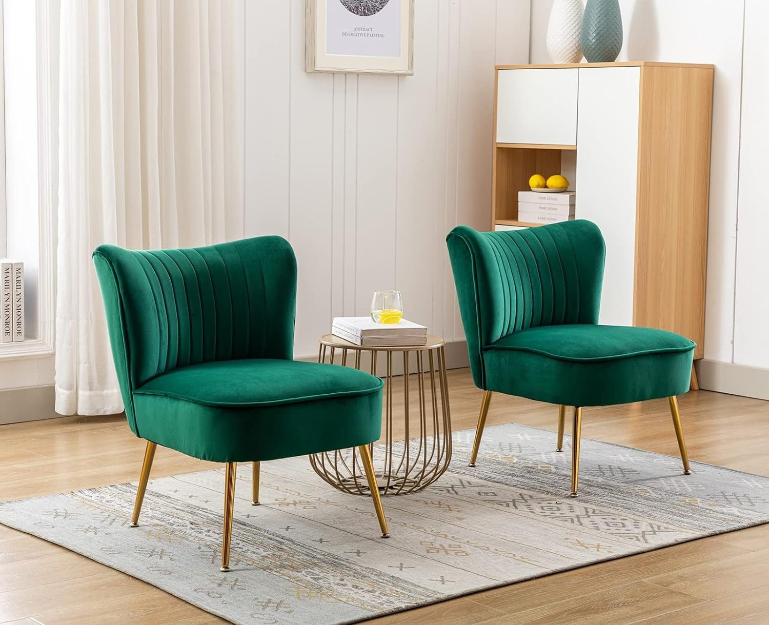 Wohnzimmer CHAIRS Ohrensessel Sessel Loungesessel WAHSON Grün Geplosterter OFFICE moderner