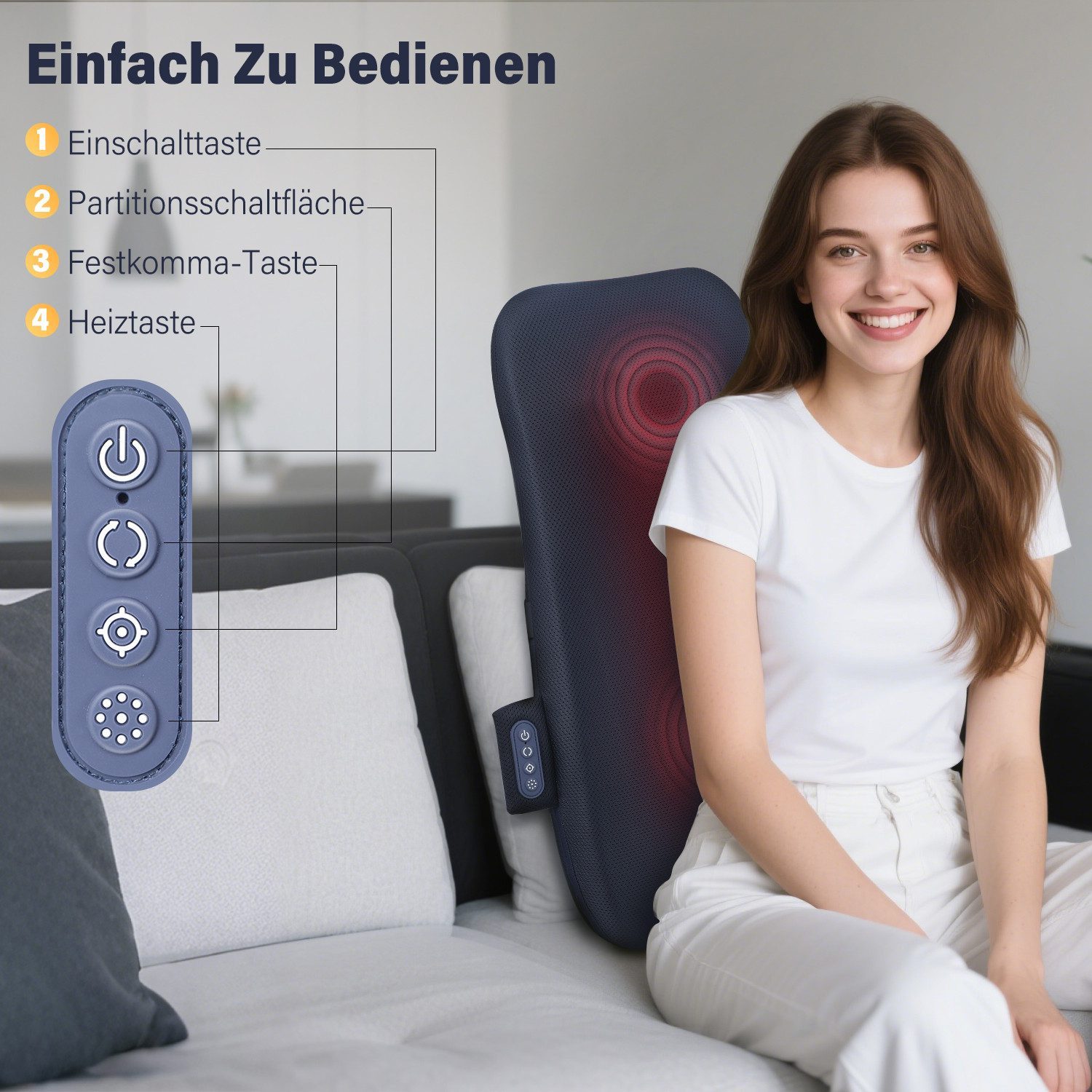 oyajia Massagegerät 4D Shiatsu Rückenmassagegerät mit Wärme, Massagekissen für Schulter, Lindert Rücken-, Nacken- und Schulterschmerzen