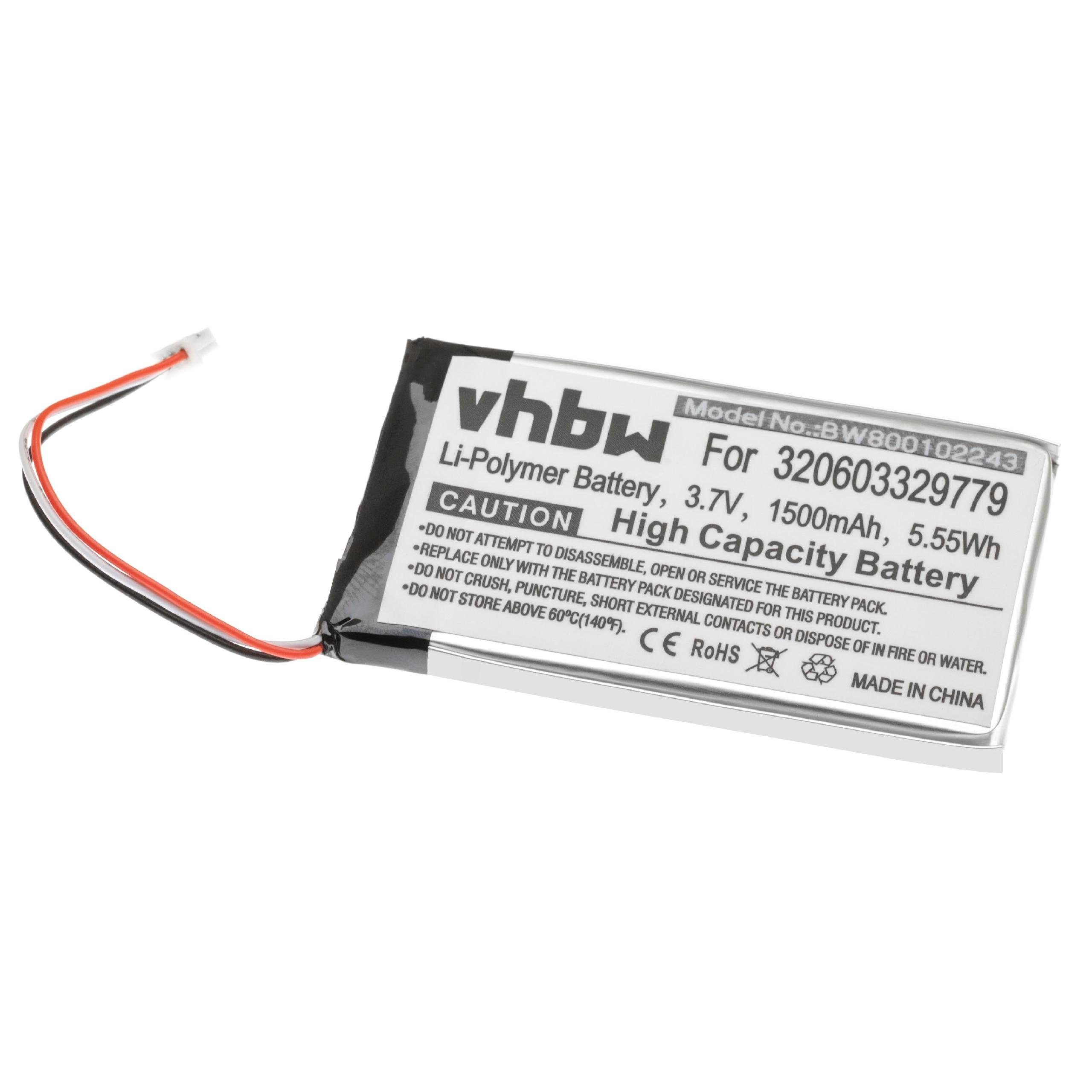 vhbw Ersatz für Harman & Kardon 320603329779 für Akku Li-Polymer 1500 mAh (3,7 V)