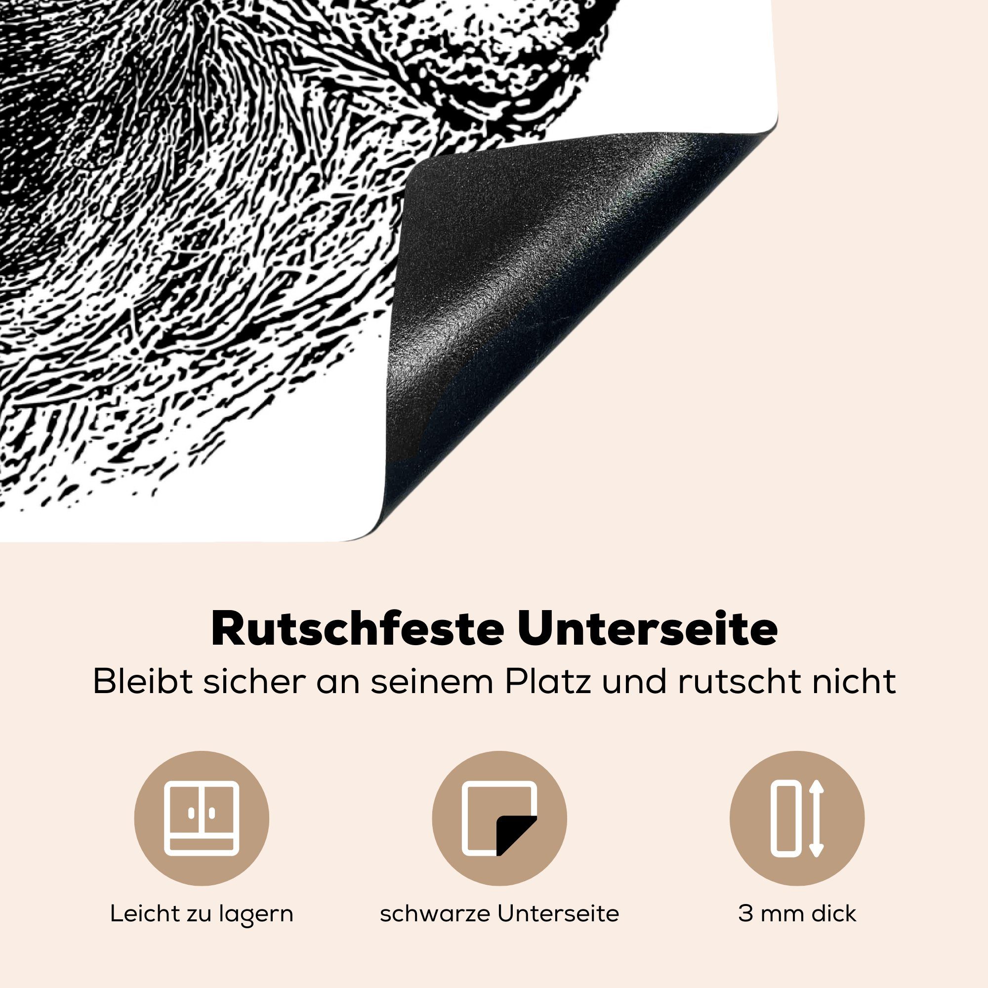 die Herdblende-/Abdeckplatte cm, Eine 81x52 tlg), Induktionskochfeld für Faultiers, Illustration MuchoWow küche, eines (1 Schutz glücklichen Vinyl, Ceranfeldabdeckung