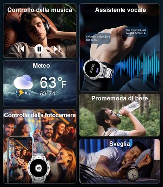 ESFOE Militärische Herren's Anrufen Smartwatch (1,43 Zoll, Android/iOS), Farbenfrohe Vielfalt für aktive Lifestyle