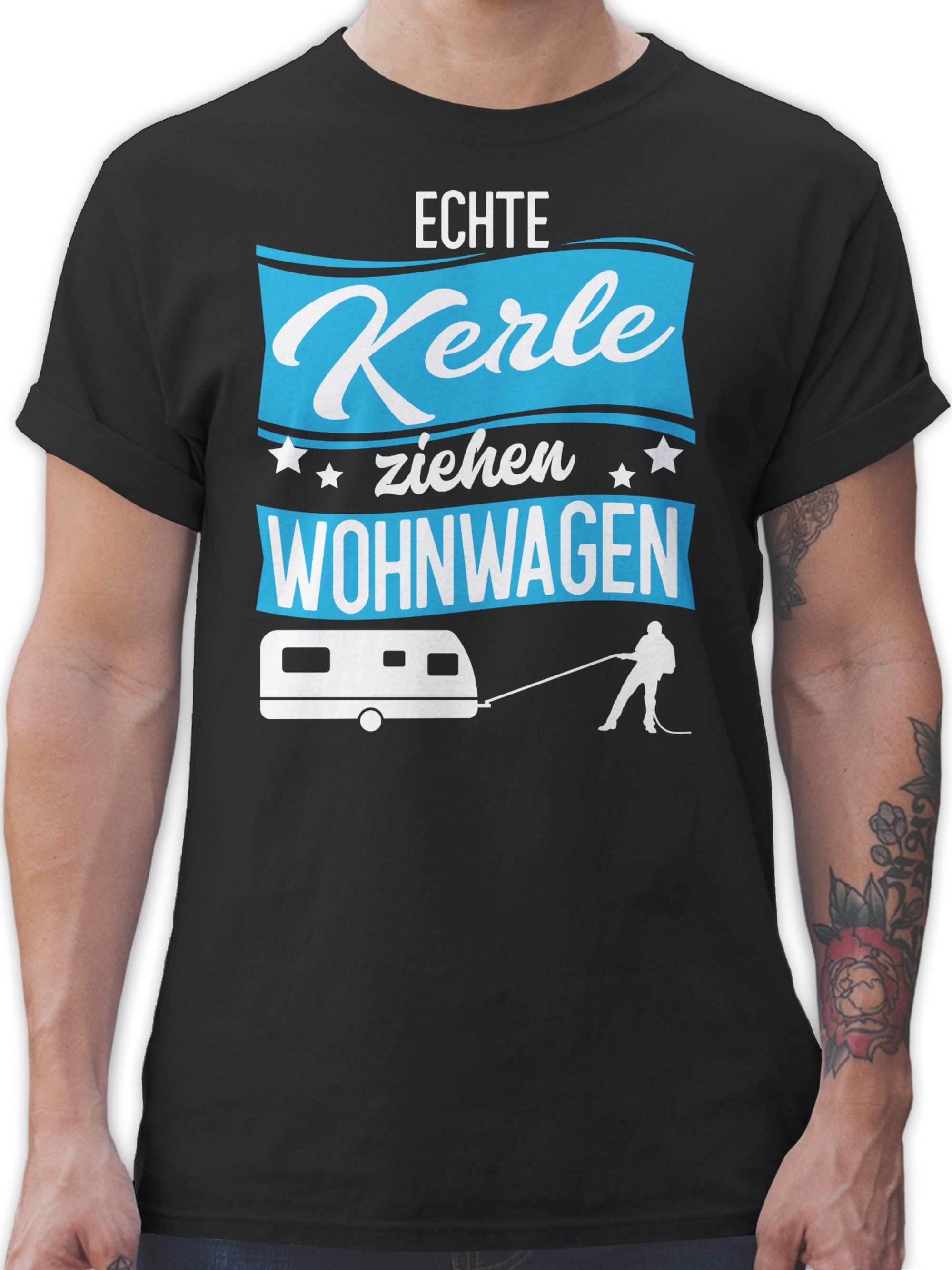 Shirtracer T-Shirt Echte Kerle ziehen Wohnwagen - weiß/blau Herren & Männer Geschenke 2 Schwarz