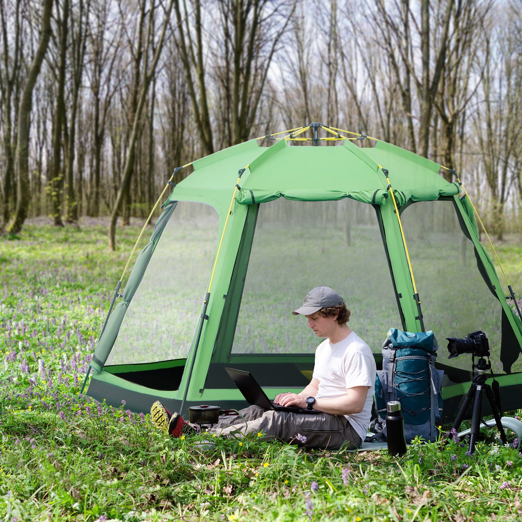 Outsunny Kuppelzelt Kuppelzelt, Kunstleder, 2000mm, Personen: günstig online kaufen
