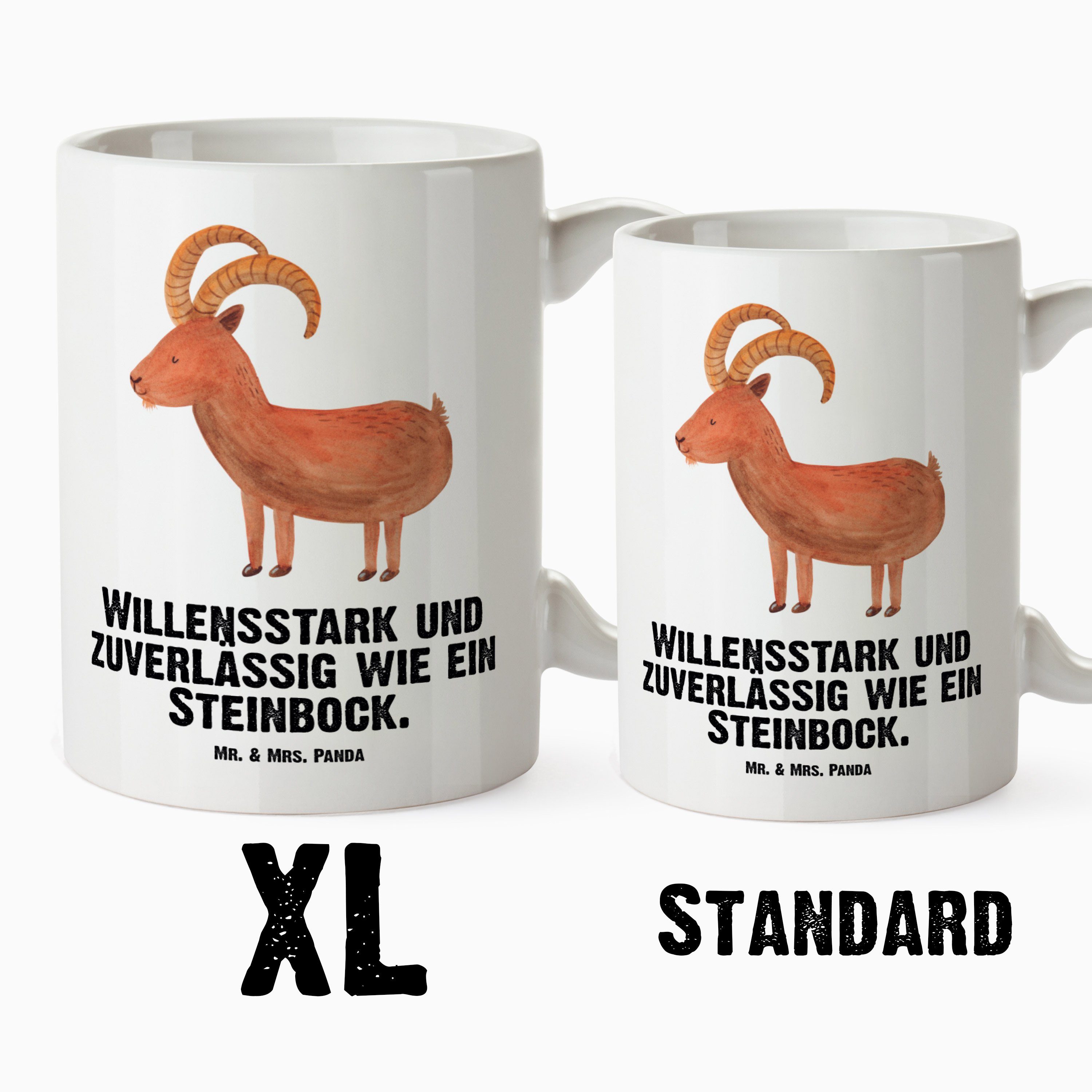 Tierkreiszeichen, Tasse Mrs. Geschenk, Mr. - Horoskop, XL Tasse Panda & Weiß Keramik Steinbock Sternzeichen -