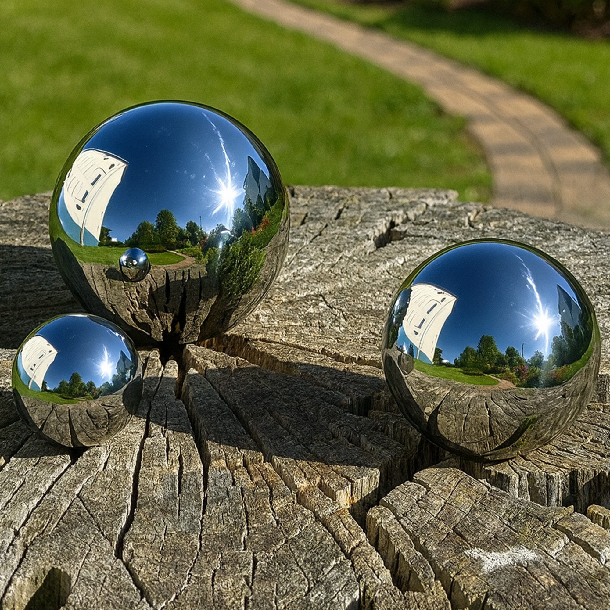 Köhko Dekokugel Köhko 3er polierte Gartenkugeln Set aus hochwertigem Edelst günstig online kaufen