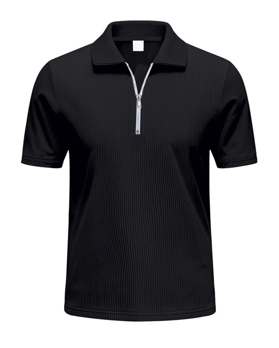 Allthemen Poloshirt mit Cord-Struktur Halbzip Kurzarmshirt günstig online kaufen
