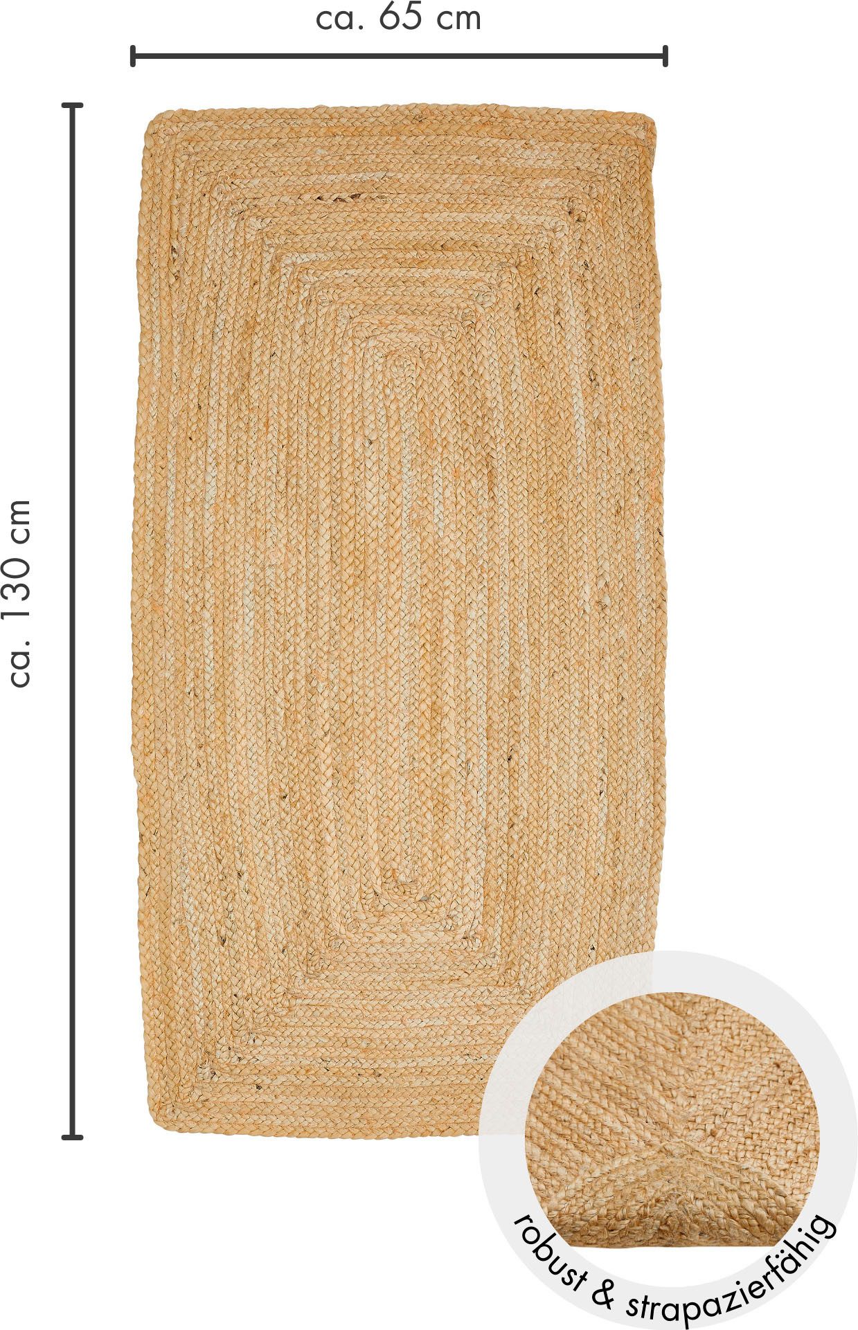 LUXOR living Teppich Ibo, Juteteppich, rechteckig, Höhe: 7 mm, Wendeteppich, handgeflochten, Naturfaser, Boho-Style. Reduzierter Preis € 40,45. Unverbindliche Preisempfehlung € 74,99