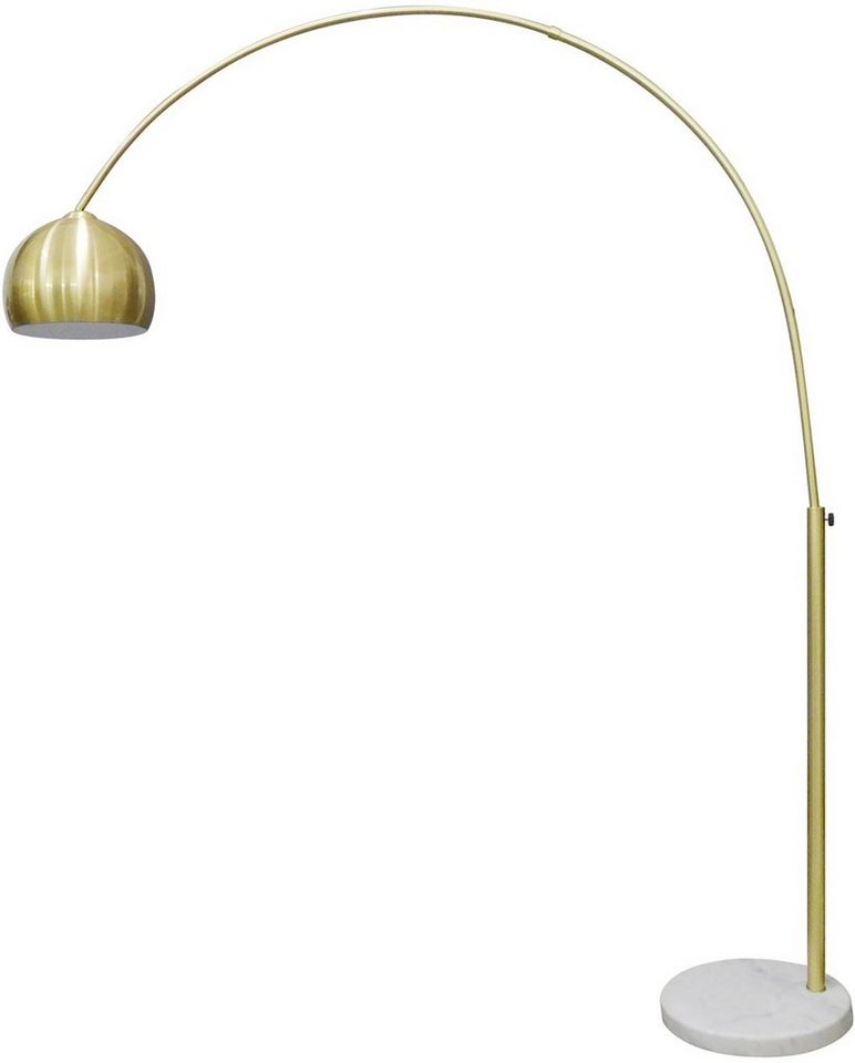 SalesFever Bogenlampe Clara, ohne Leuchtmittel, Fuß aus Marmor, Angesagte  Bogenlampe in stilvoller Metallic-Optik