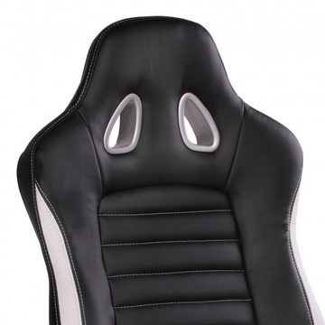 furnicato Bürostuhl Leder Optik Schwarz Gaming Chefsessel mit Armlehne gepolstert 110 kg